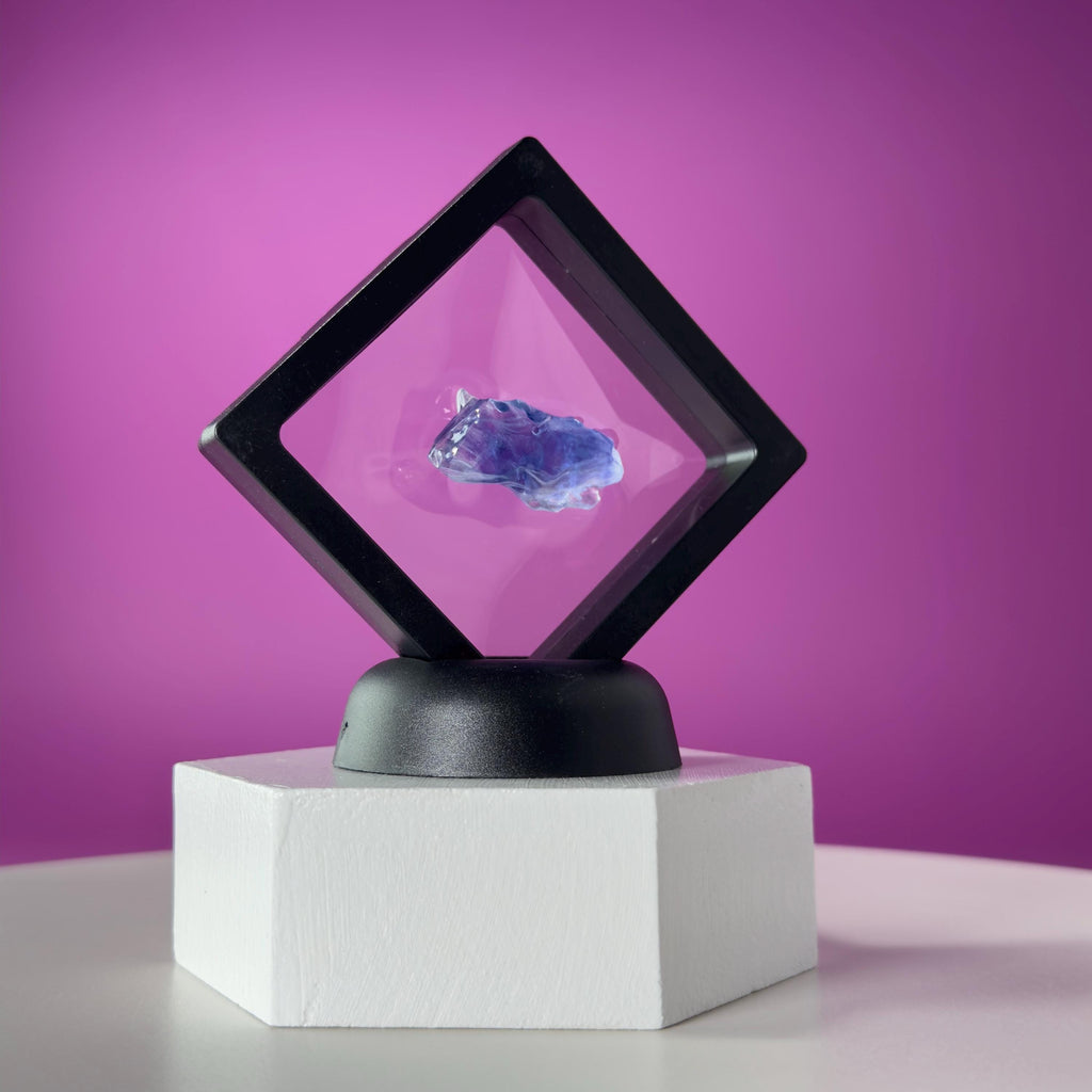 Mini Blue Halite Specimen | Rare Natural Blue Crystal (Includes Display Stand)