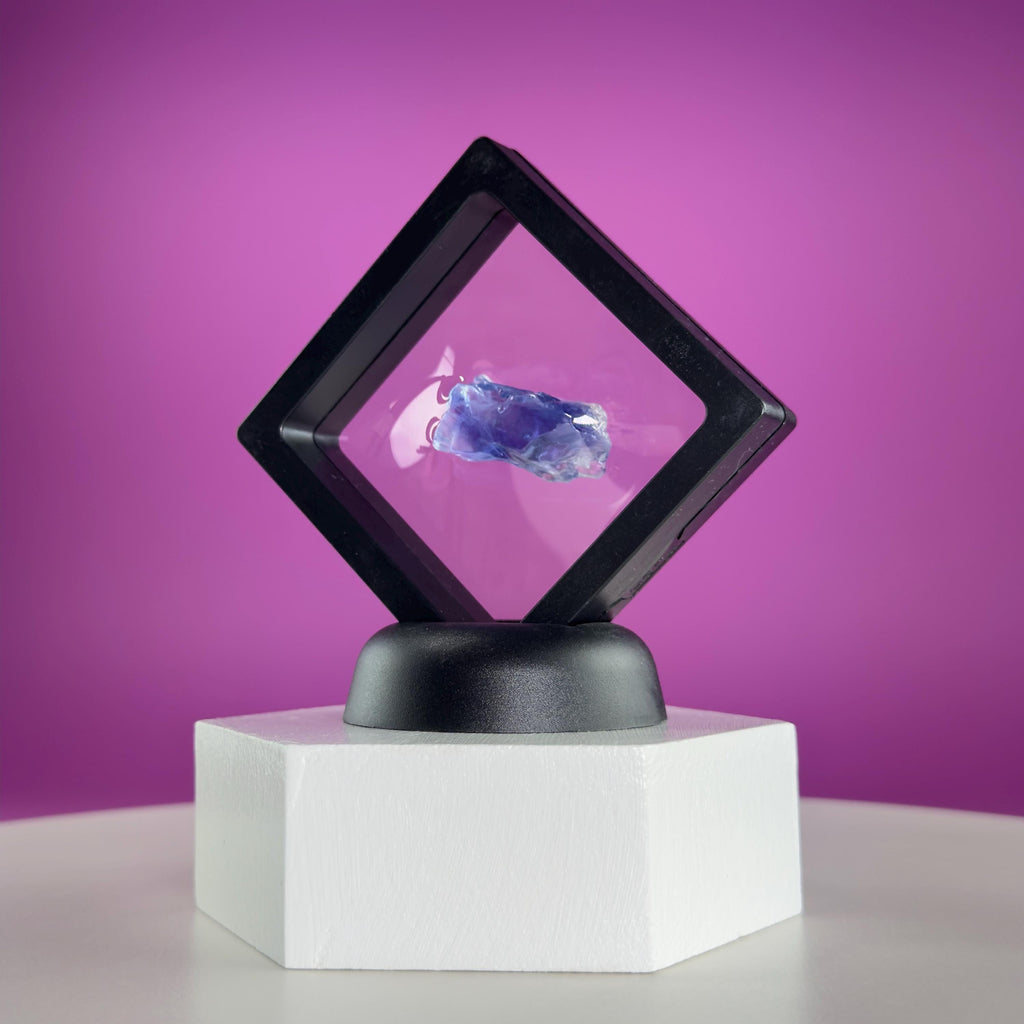 Mini Blue Halite Specimen | Rare Natural Blue Crystal (Includes Display Stand)