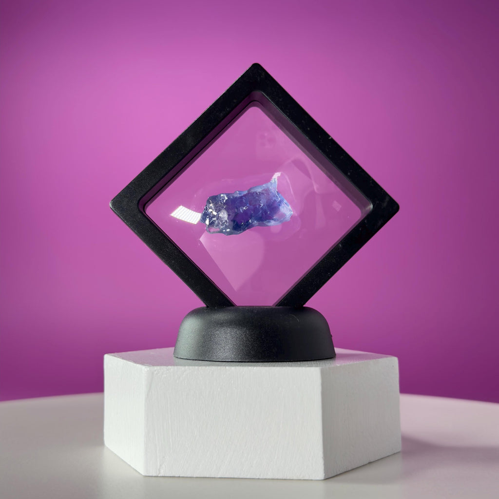 Mini Blue Halite Specimen | Rare Natural Blue Crystal (Includes Display Stand)