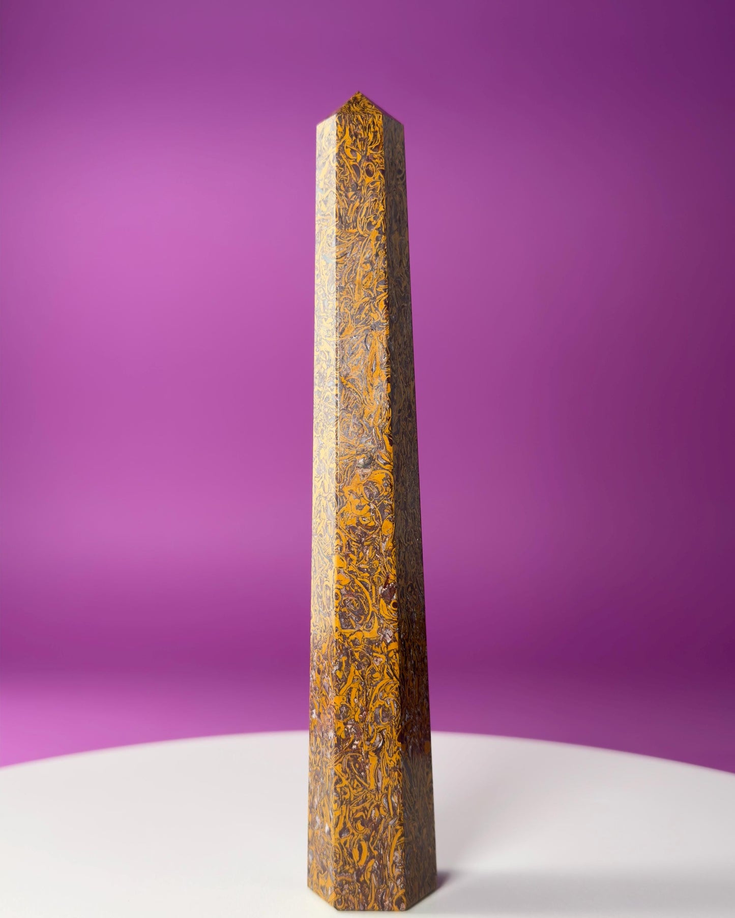 Calligraphy Jasper Tower | Script Stone Crystal Point | Grounding Healing Crystal | Meditation Decor Gift