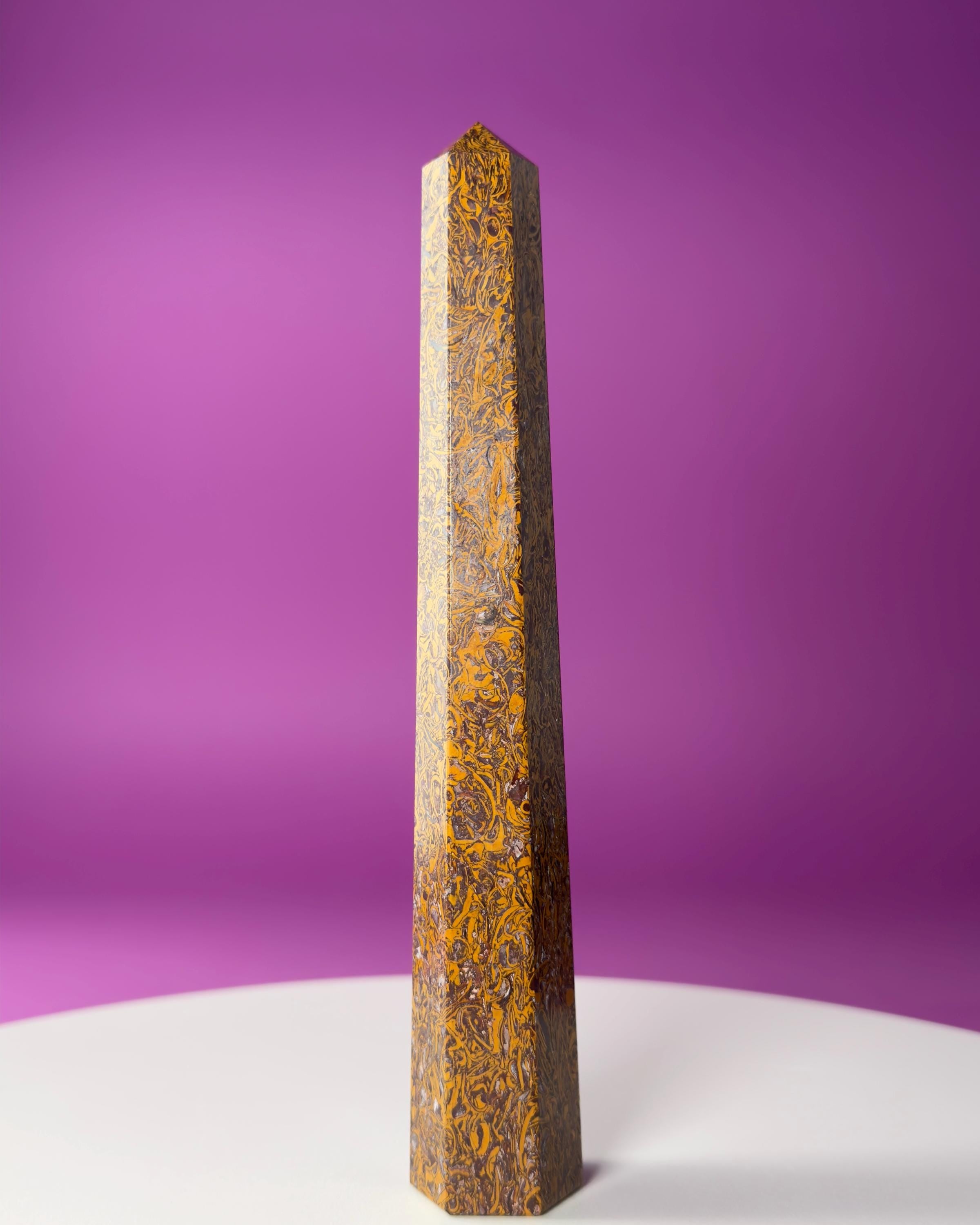 Calligraphy Jasper Tower | Script Stone Crystal Point | Grounding Healing Crystal | Meditation Decor Gift