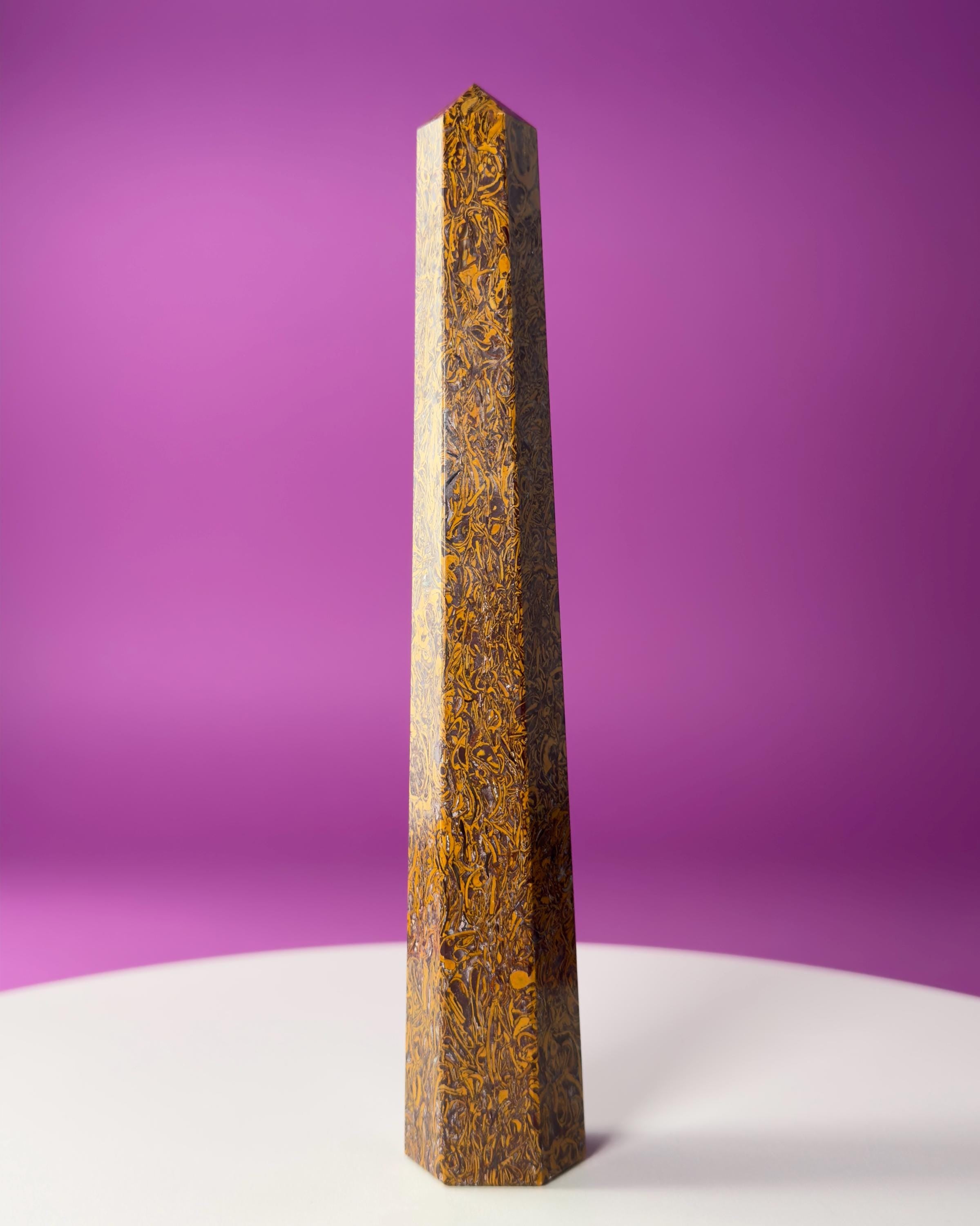 Calligraphy Jasper Tower | Script Stone Crystal Point | Grounding Healing Crystal | Meditation Decor Gift
