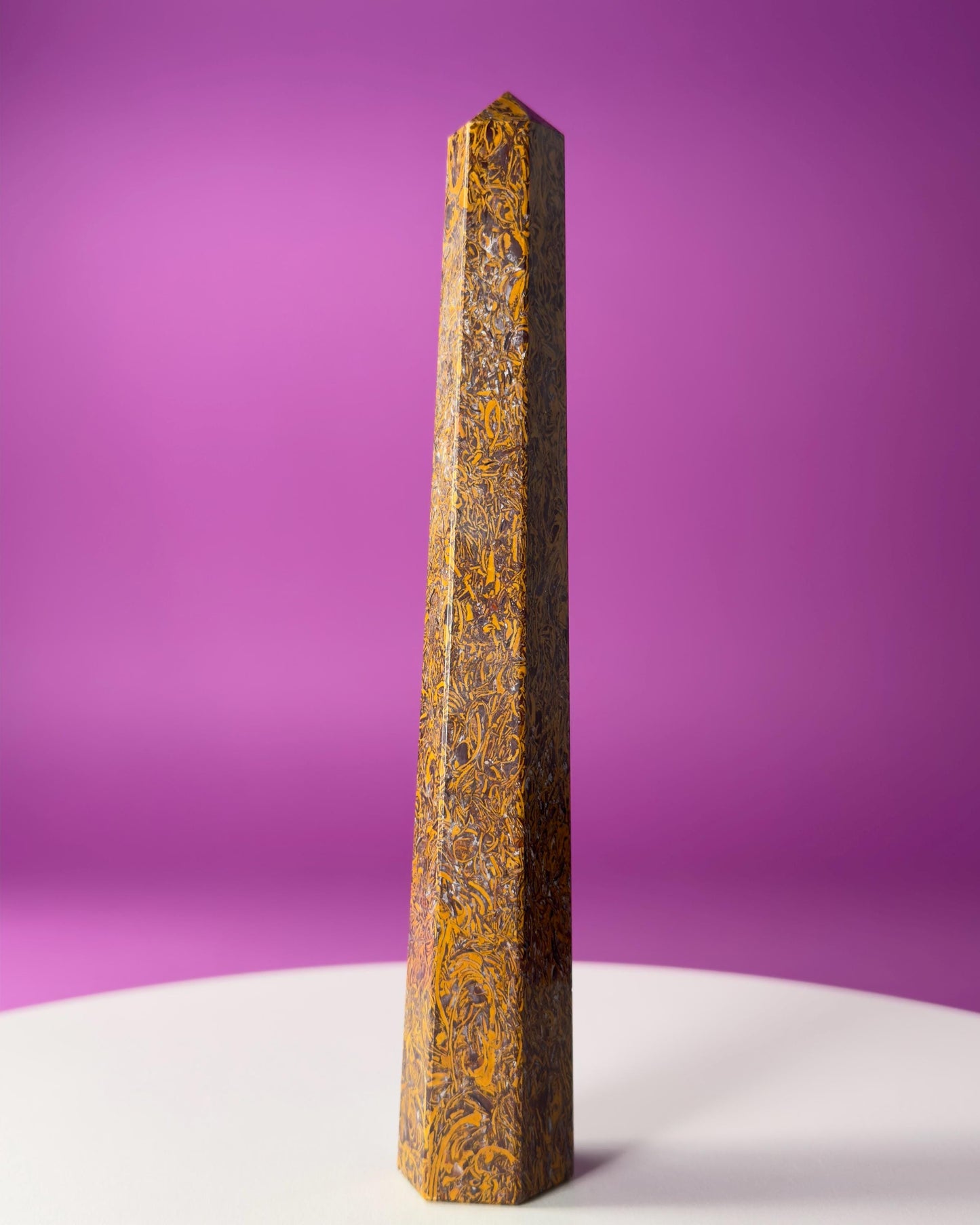 Calligraphy Jasper Tower | Script Stone Crystal Point | Grounding Healing Crystal | Meditation Decor Gift