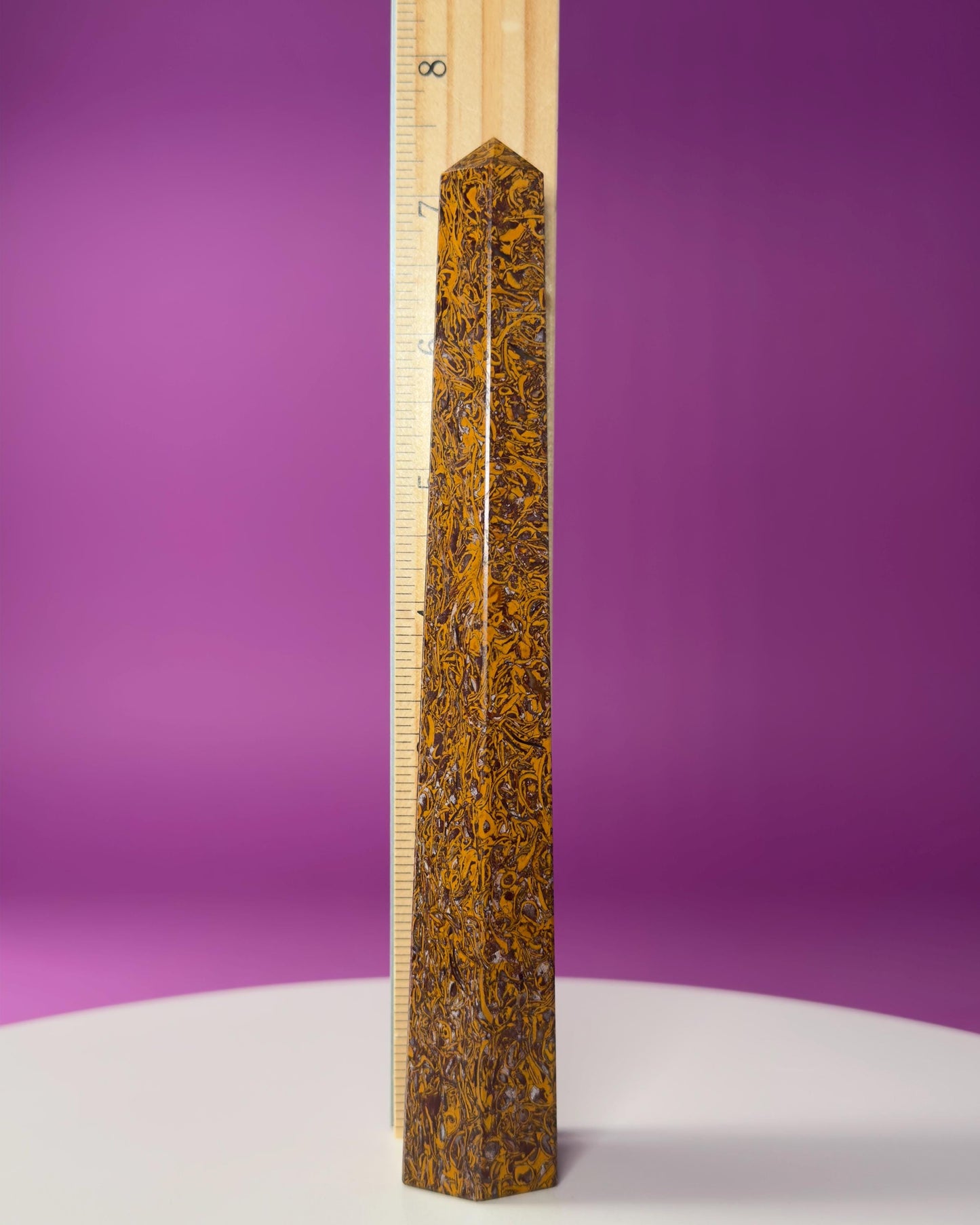 Calligraphy Jasper Tower | Script Stone Crystal Point | Grounding Healing Crystal | Meditation Decor Gift