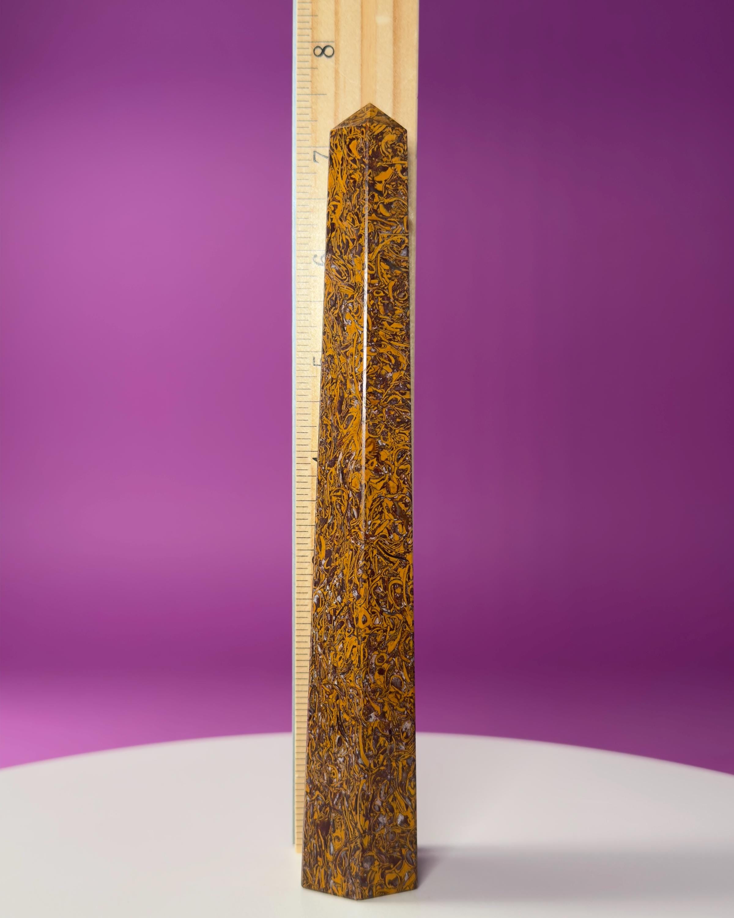 Calligraphy Jasper Tower | Script Stone Crystal Point | Grounding Healing Crystal | Meditation Decor Gift