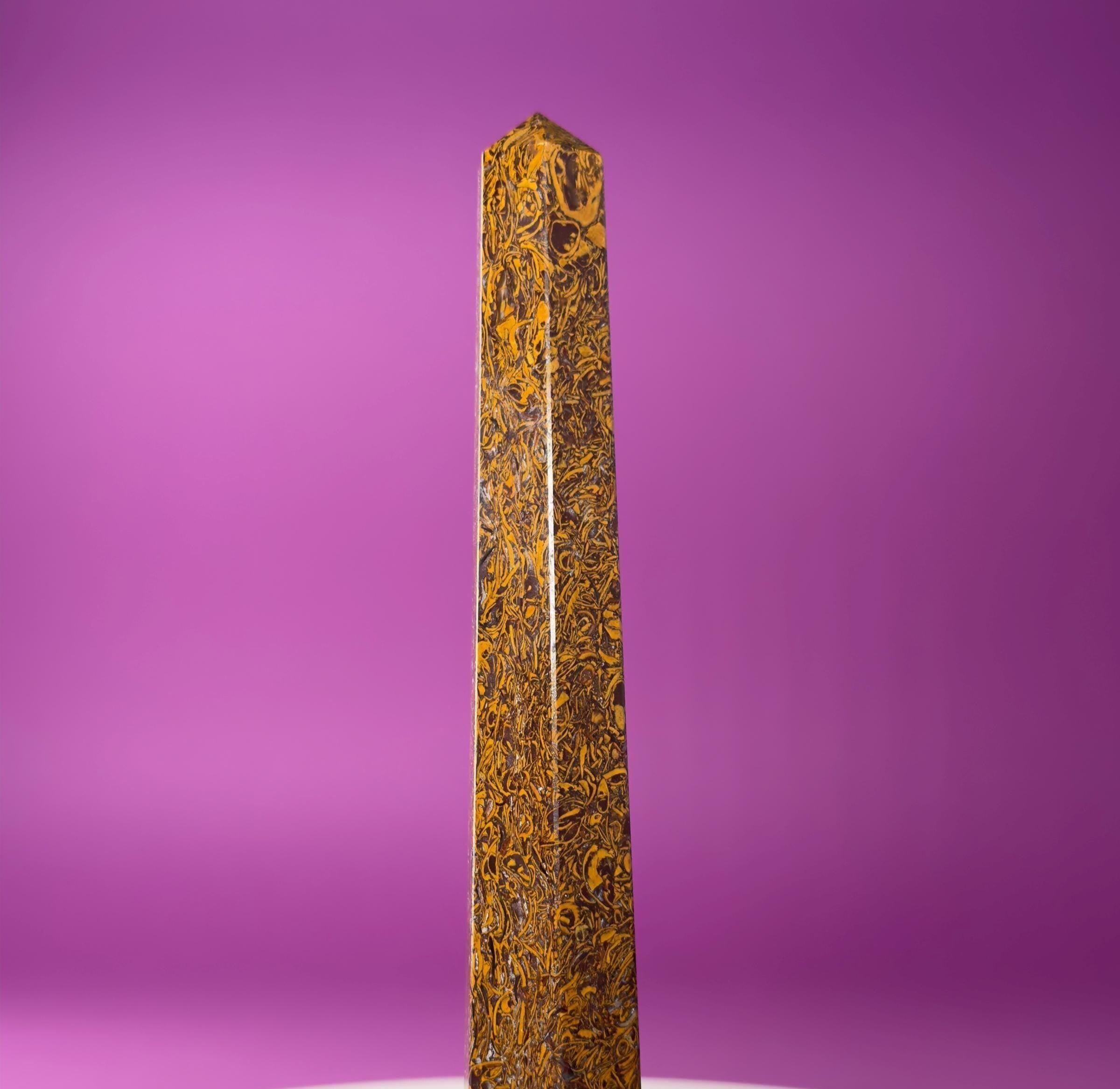 Calligraphy Jasper Tower | Script Stone Crystal Point | Grounding Healing Crystal | Meditation Decor Gift