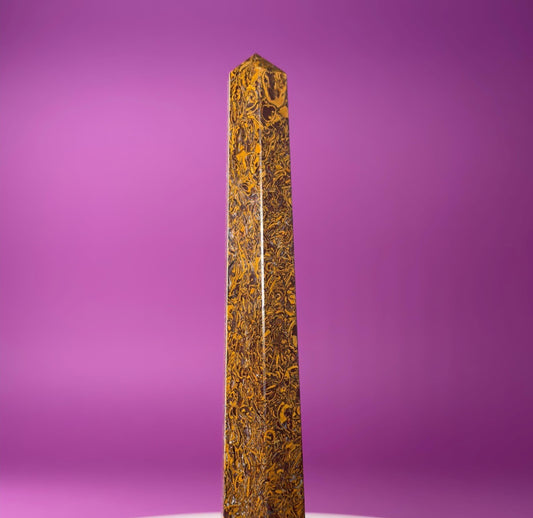 Calligraphy Jasper Tower | Script Stone Crystal Point | Grounding Healing Crystal | Meditation Decor Gift