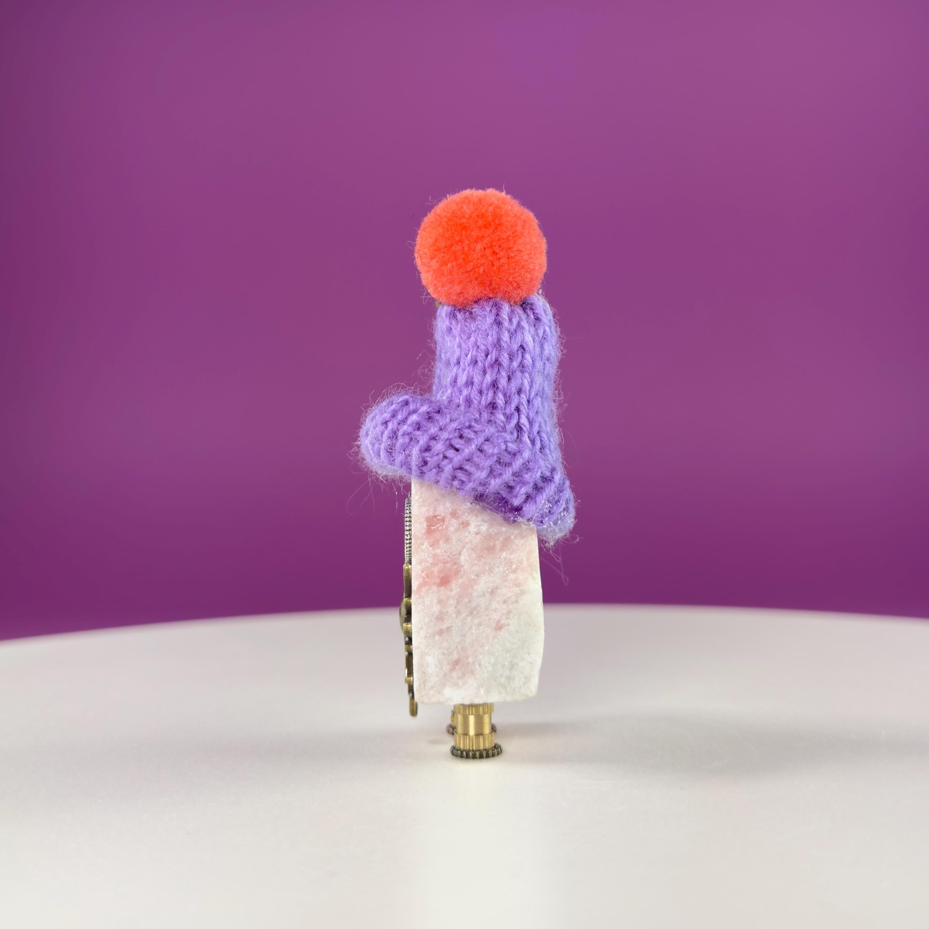 Pink Opal Crystal Robot Figurine  Healing Stone Decor