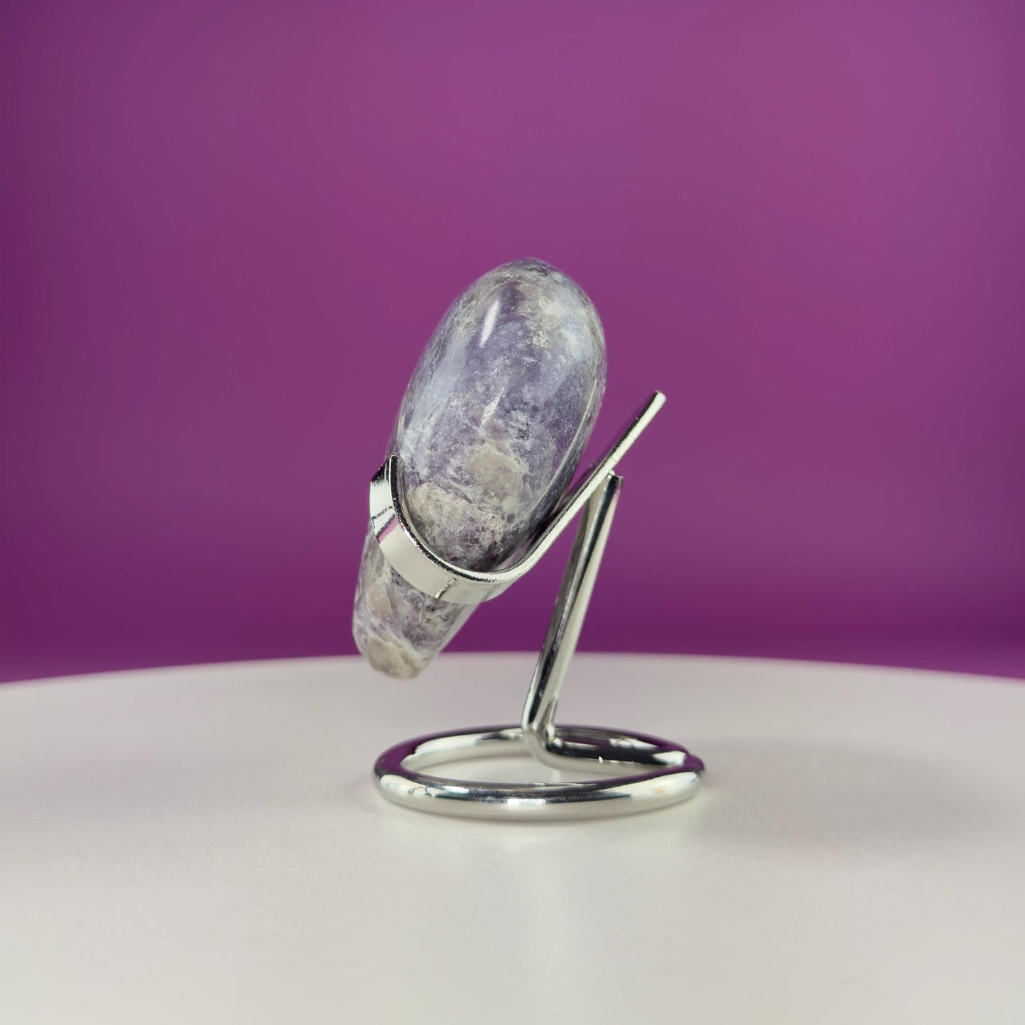Lepidolite Heart Carving (Includes Silver Metal Stand)