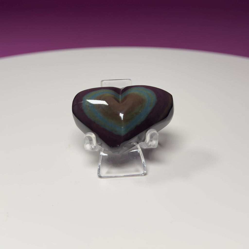 Mini Rainbow Obsidian Heart Carving (Mexico)