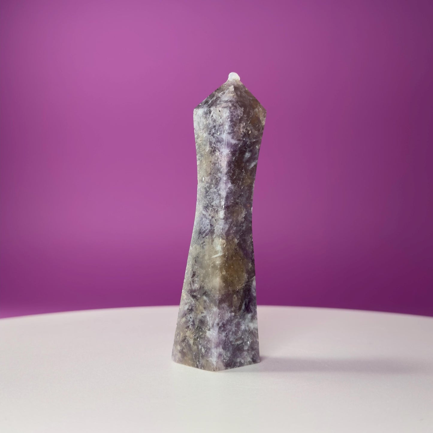 Lepidolite & Smoky Quartz Tower  Healing Crystal Point  Stress Relief Stone for Calm, Protection, Balance