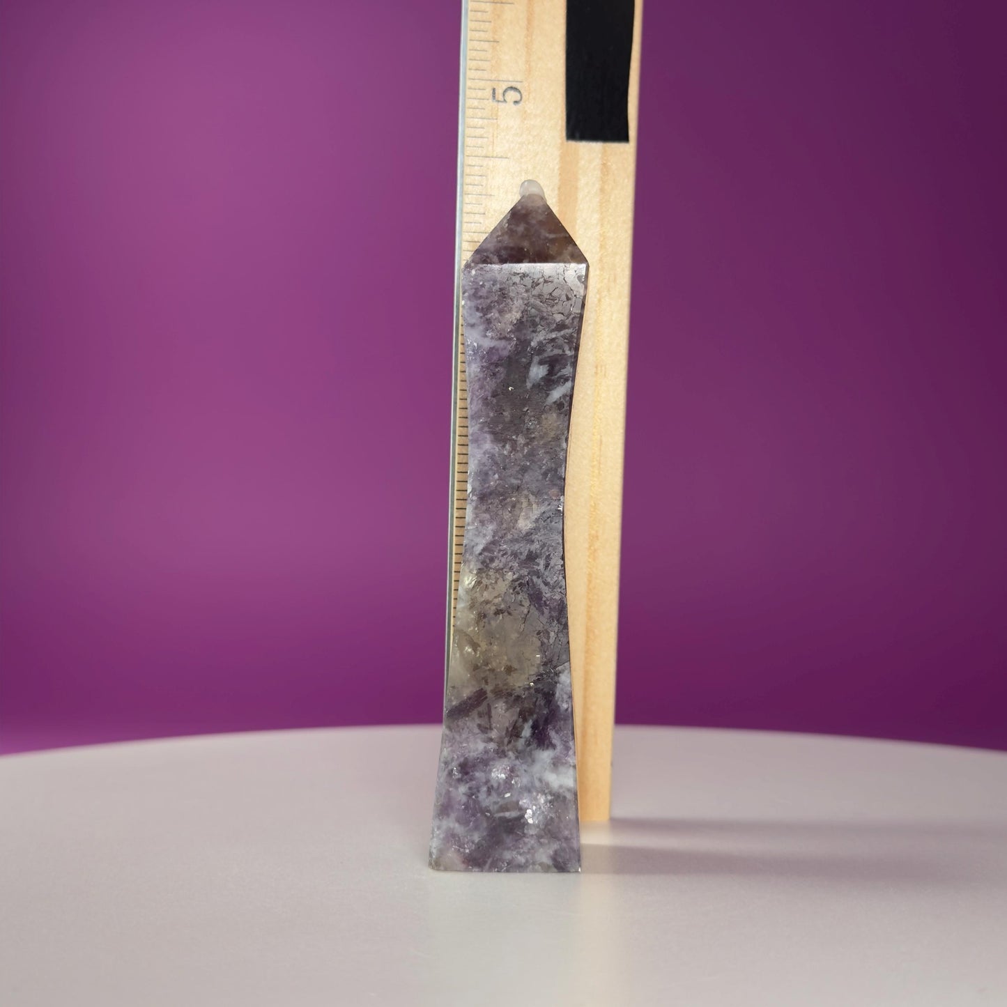 Lepidolite & Smoky Quartz Tower  Healing Crystal Point  Stress Relief Stone for Calm, Protection, Balance