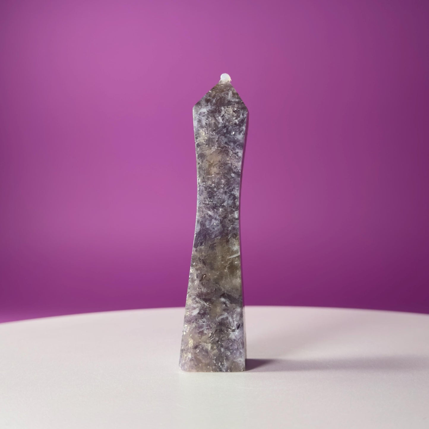 Lepidolite & Smoky Quartz Tower  Healing Crystal Point  Stress Relief Stone for Calm, Protection, Balance