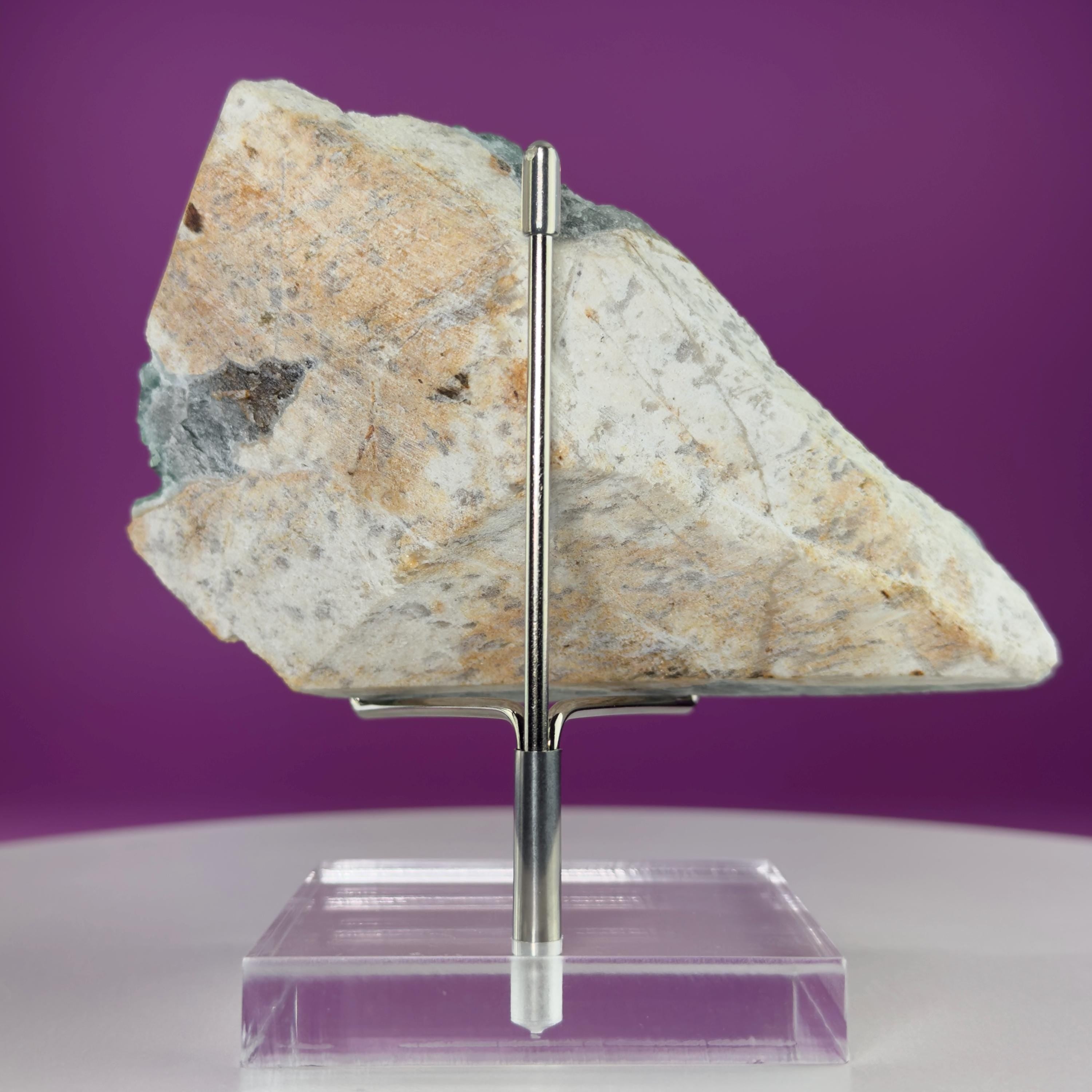 Green Fluorite on Matrix Display Specimen, UV Reactive (Includes Metal/Acrylic Stand)