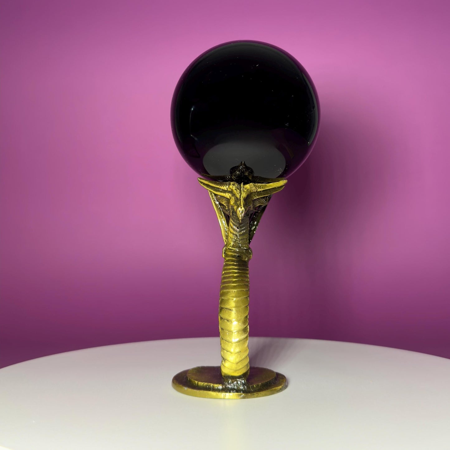 Black Obsidian Sphere 1027g on Dragon Stand | Large Protection Crystal Ball | Grounding Decor
