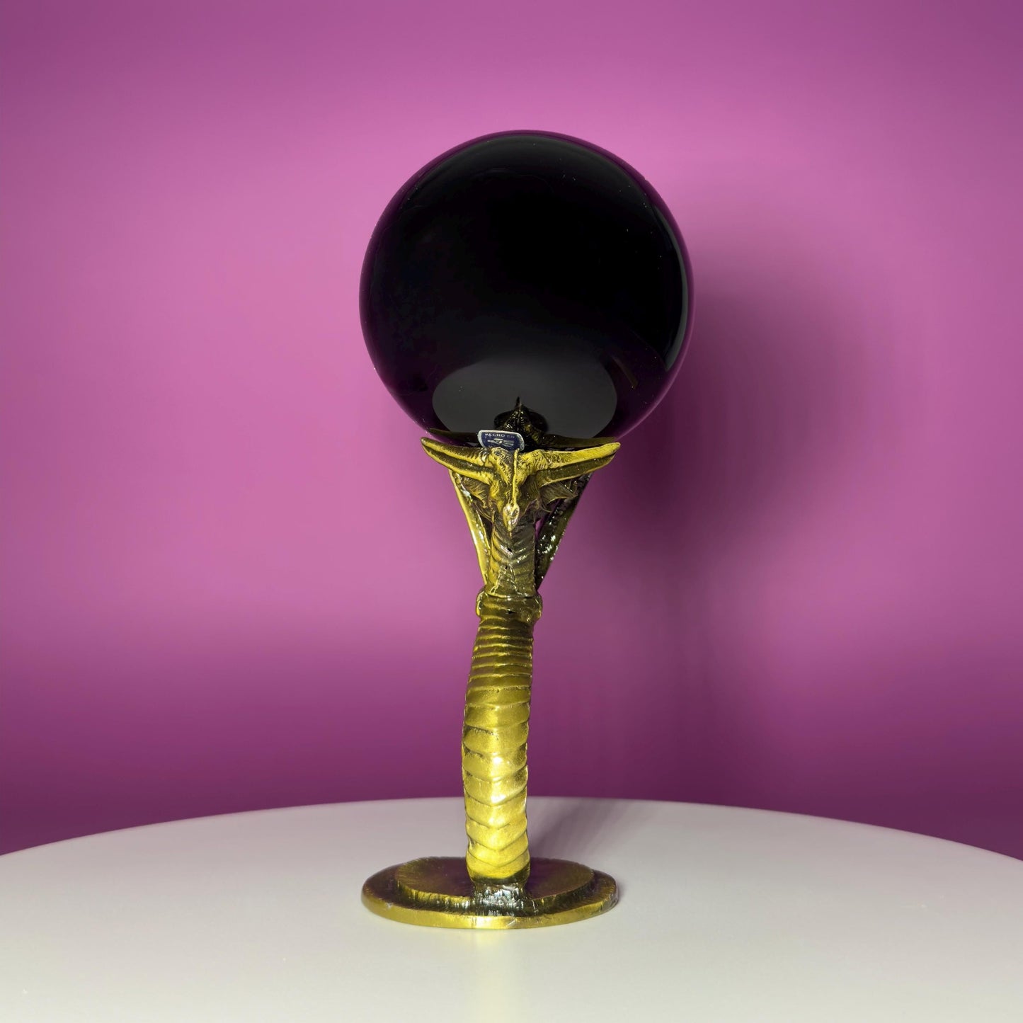 Black Obsidian Sphere 1027g on Dragon Stand | Large Protection Crystal Ball | Grounding Decor