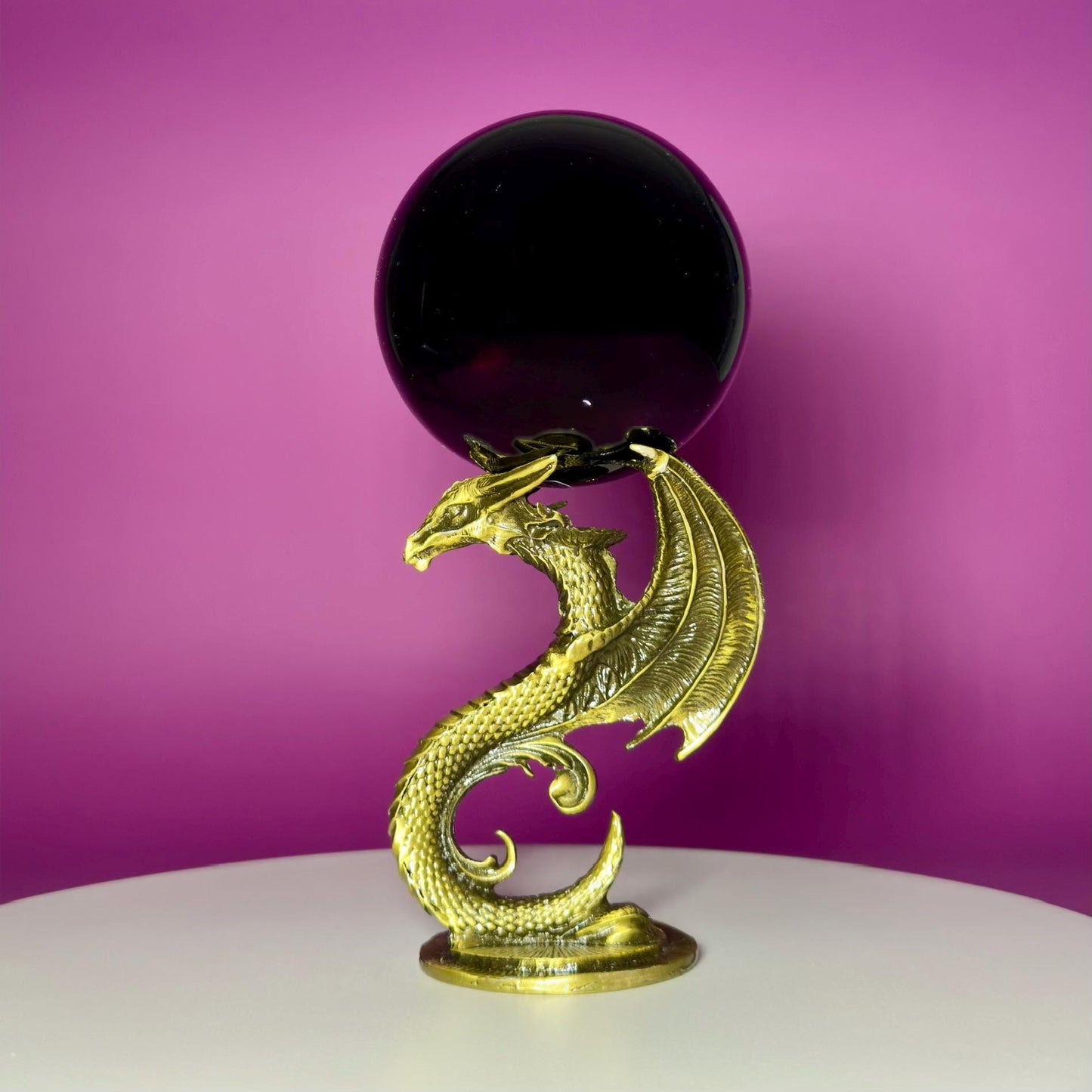 Black Obsidian Sphere 1027g on Dragon Stand | Large Protection Crystal Ball | Grounding Decor