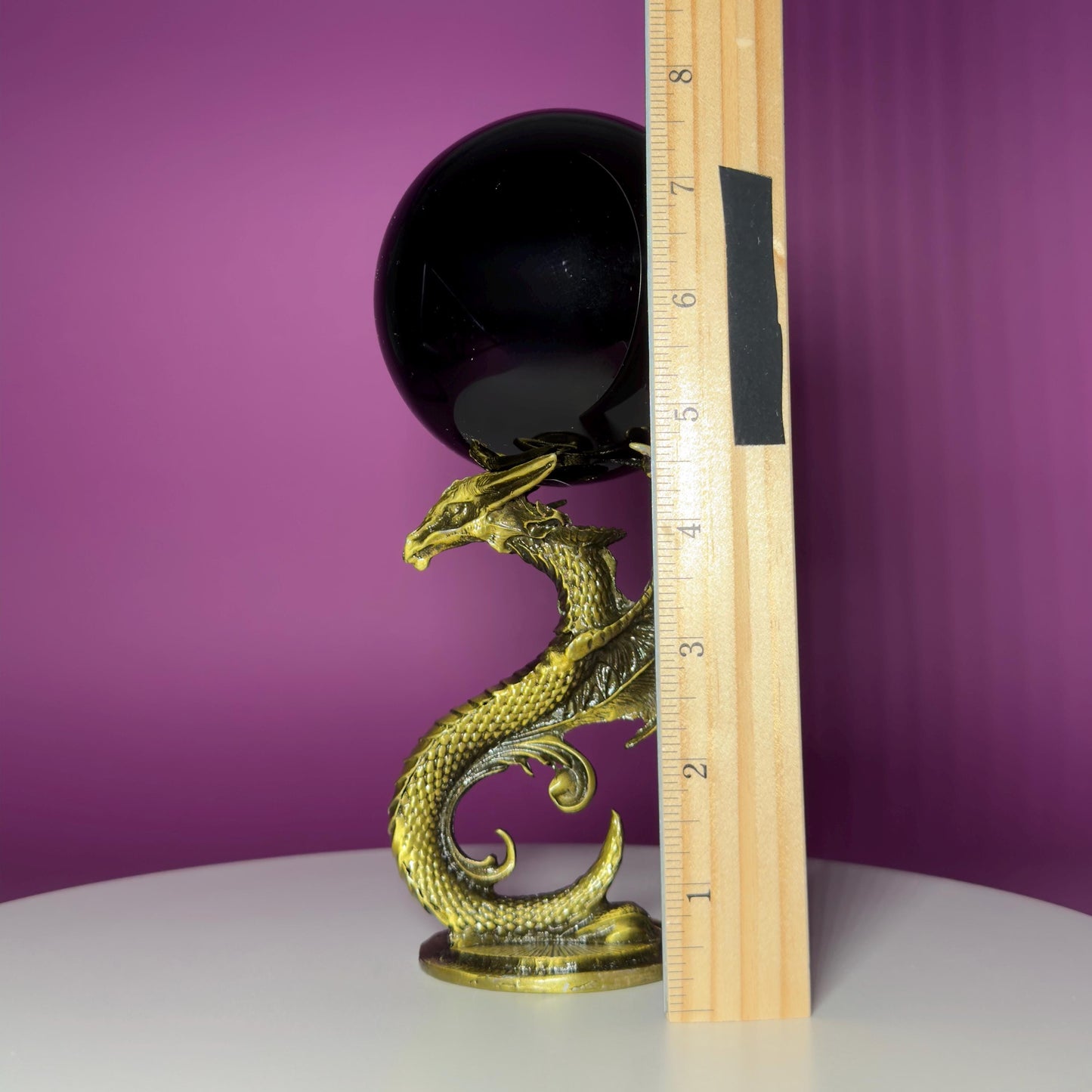 Black Obsidian Sphere 1027g on Dragon Stand | Large Protection Crystal Ball | Grounding Decor