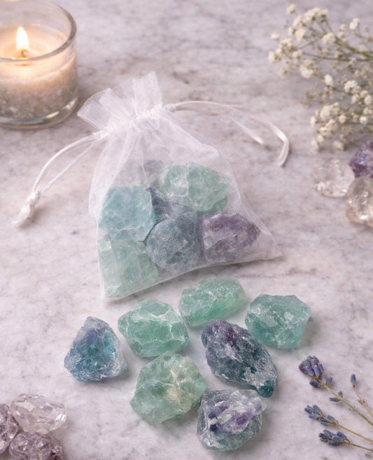Fluorite Rough Stones-Natural Crystal Chunk Mix (7-8 pieces per bag)