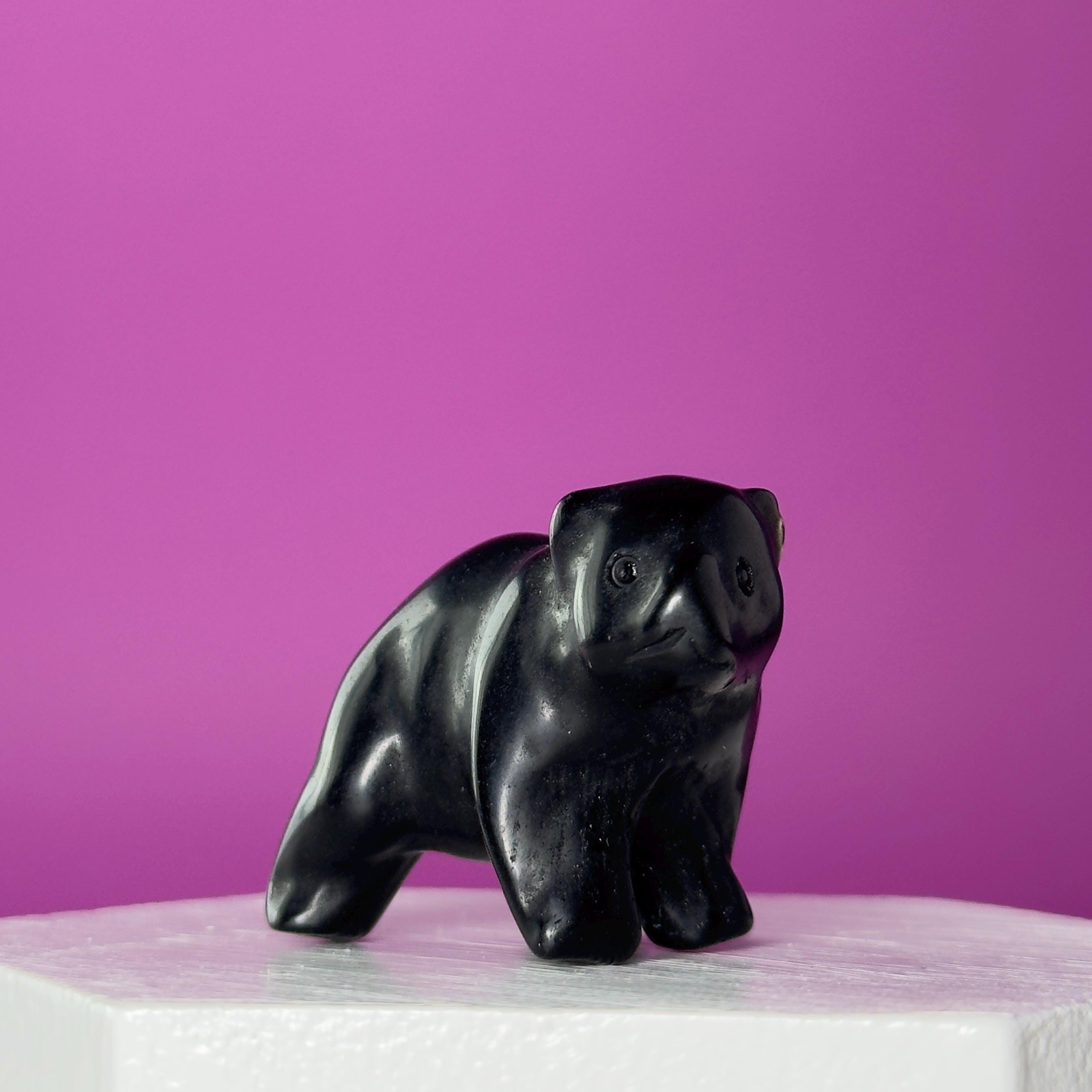 Mini Obsidian Bear Carving  Pocket Guardian Crystal