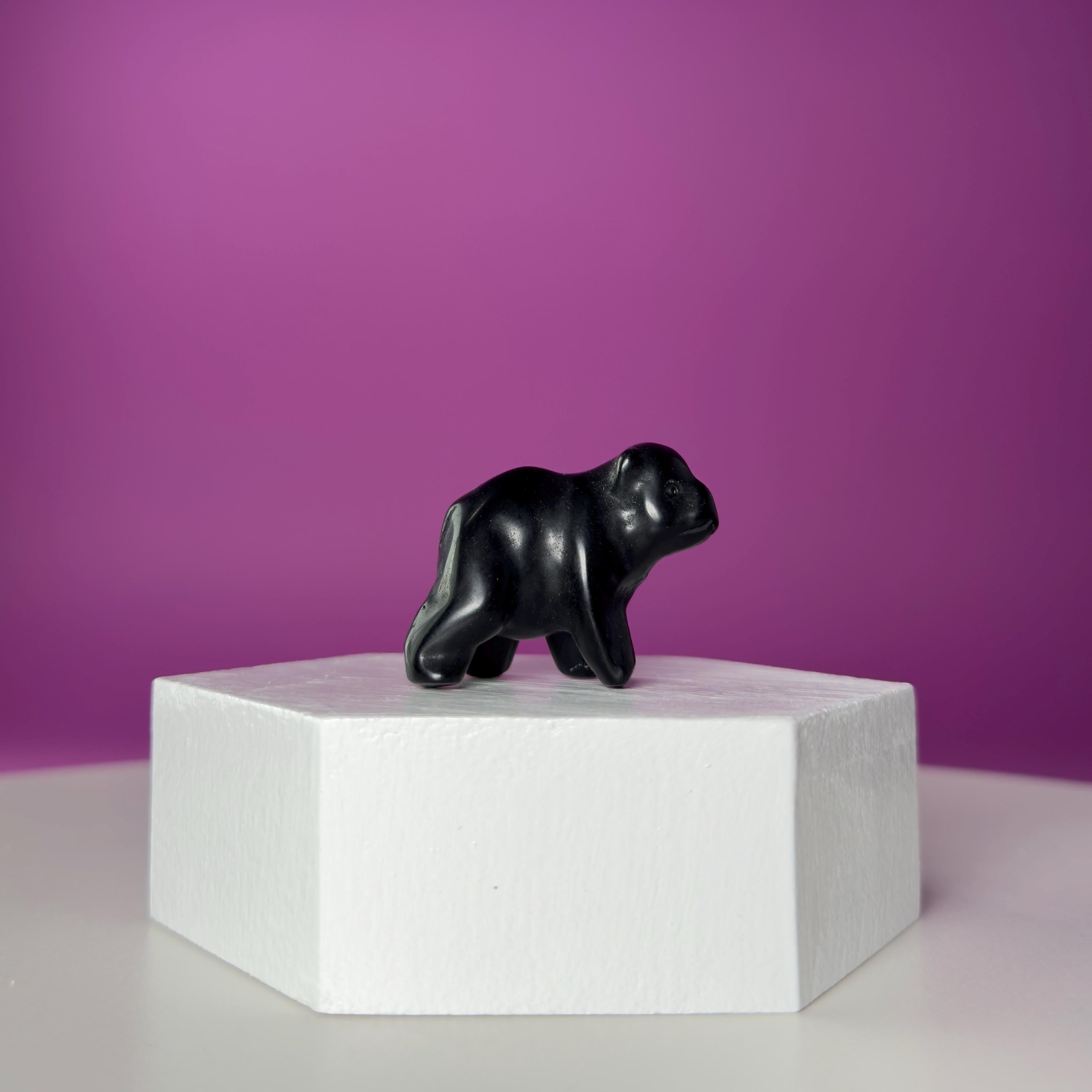 Mini Obsidian Bear Carving  Pocket Guardian Crystal