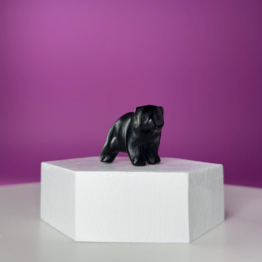 Mini Obsidian Bear Carving  Pocket Guardian Crystal