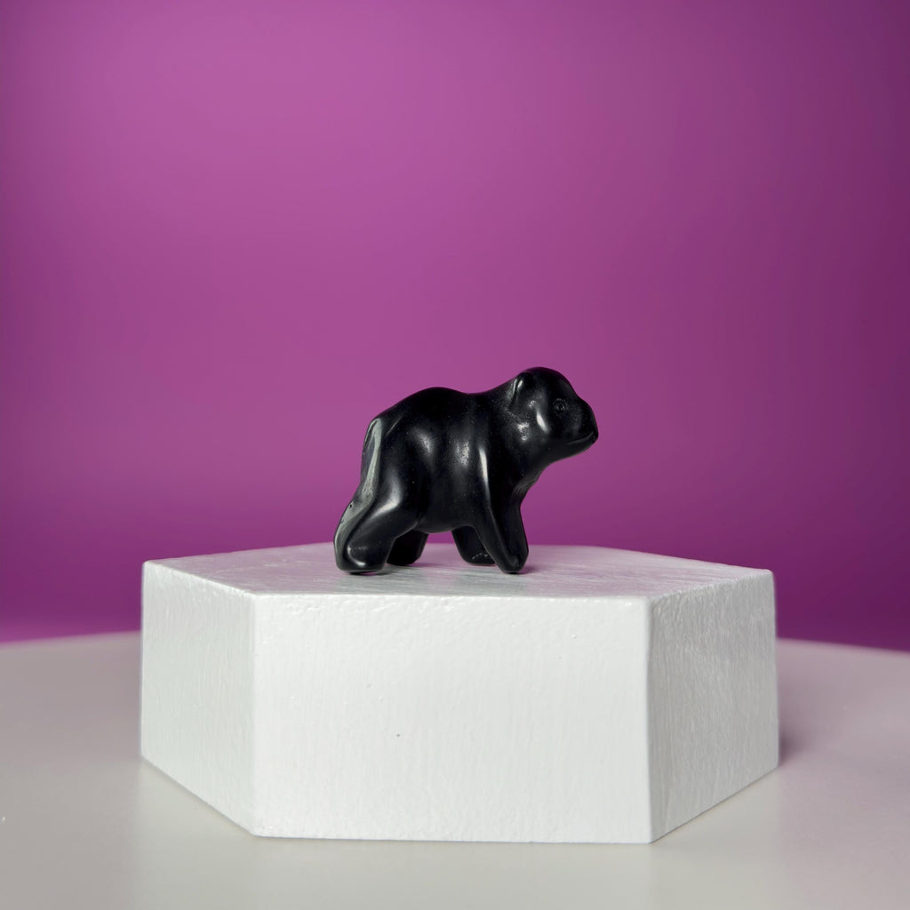 Mini Obsidian Bear Carving  Pocket Guardian Crystal