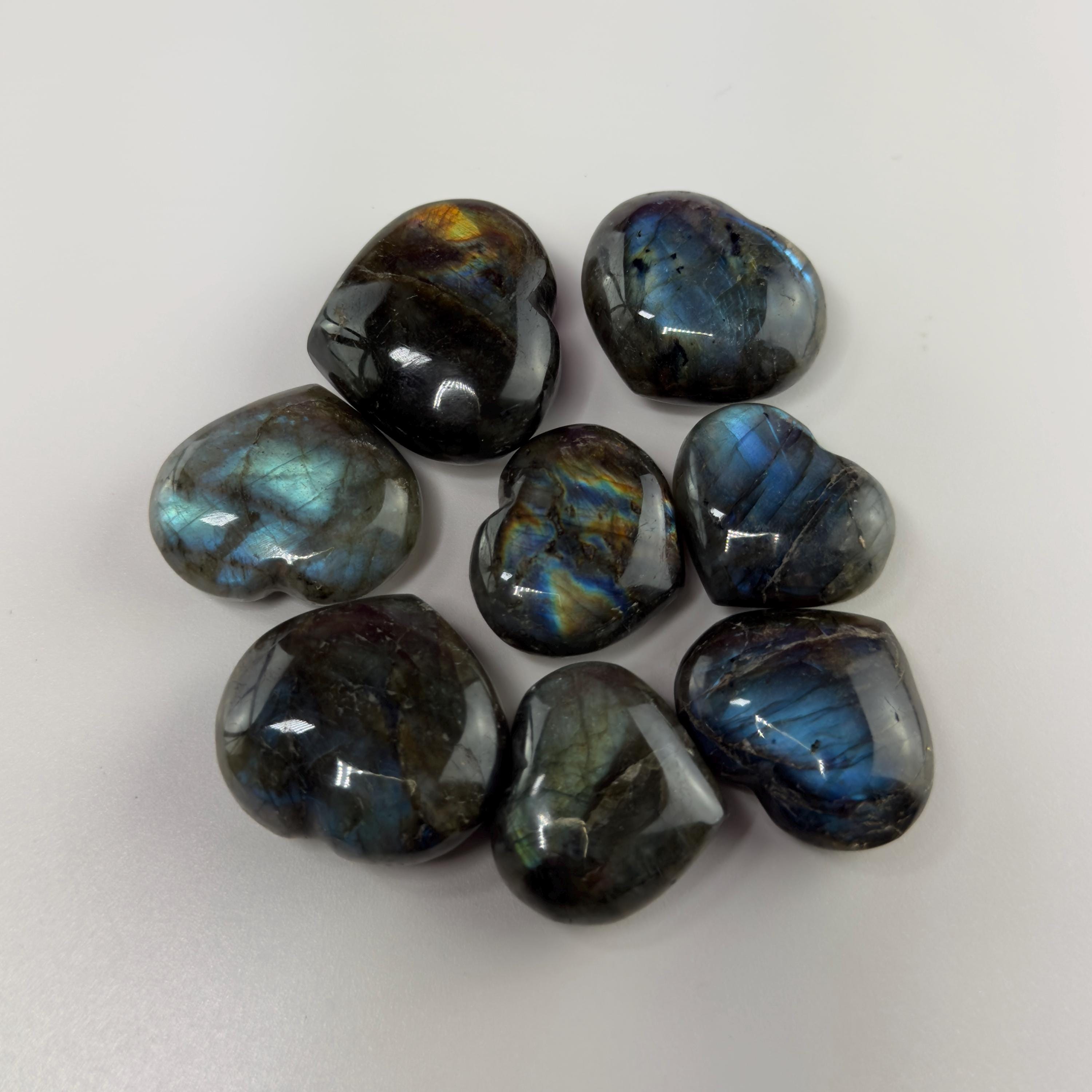 Mini Labradorite Heart Carving, Flashy Labradorite