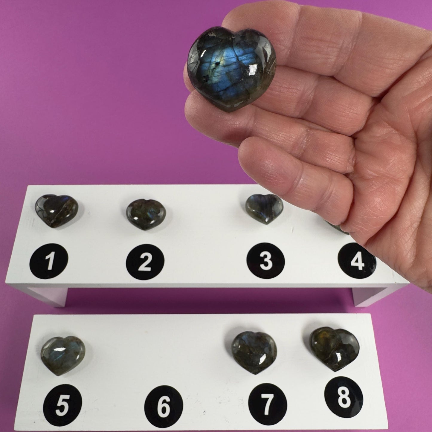 Mini Labradorite Heart Carving, Flashy Labradorite