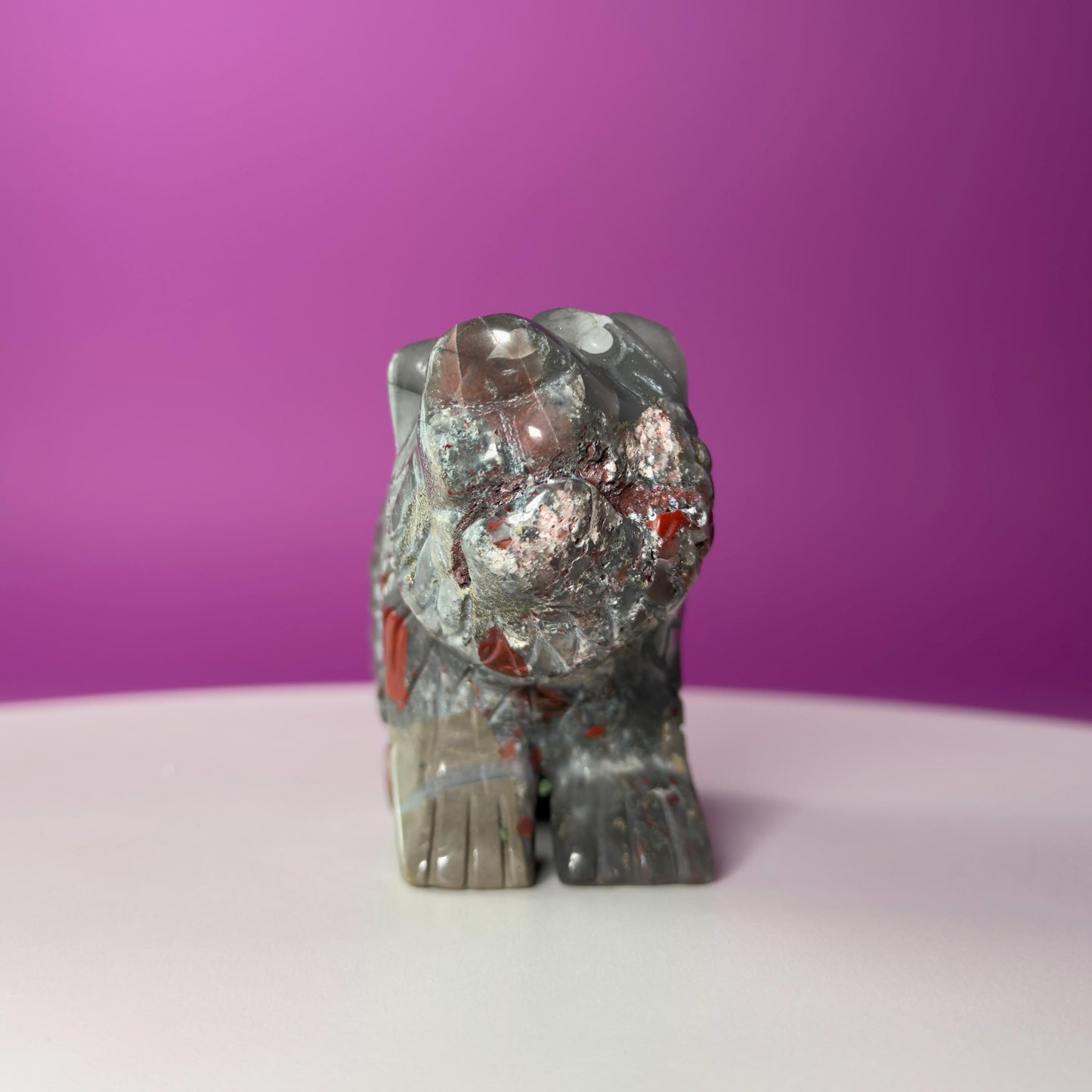 African Bloodstone Bear Carving  Crystal Animal Totem  Healing Stone Figurine for Strength & Protection