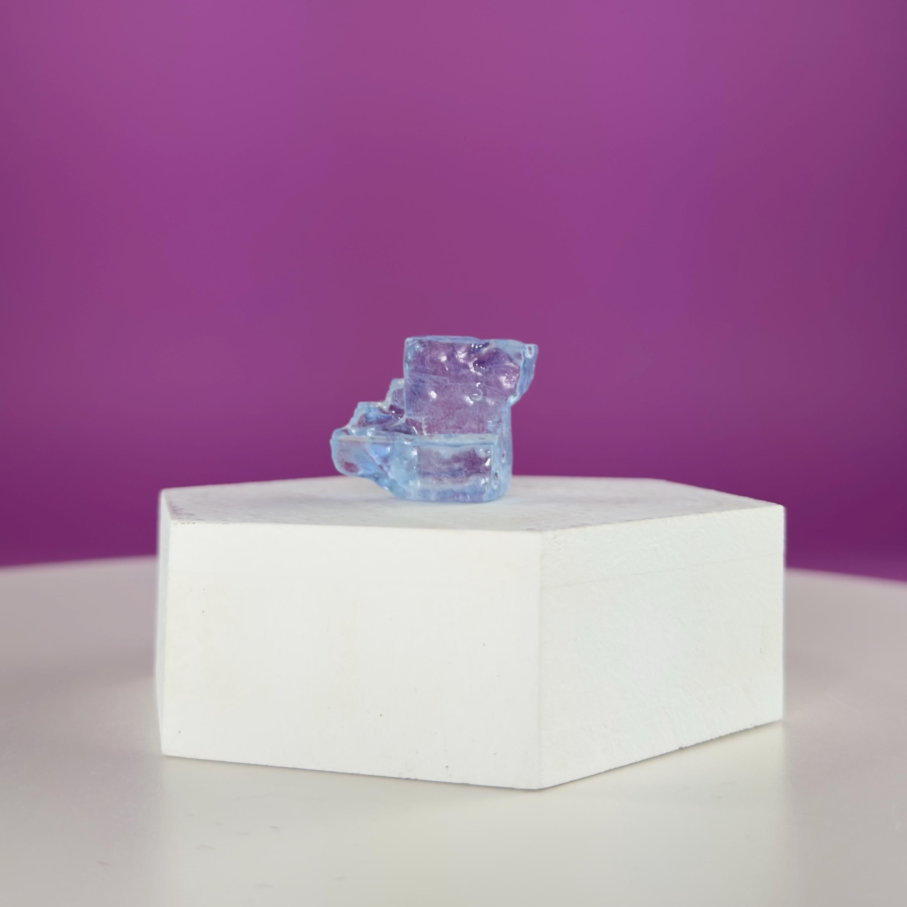 Mini Blue Halite Specimen | Rare Natural Blue Crystal | Display Stand Included