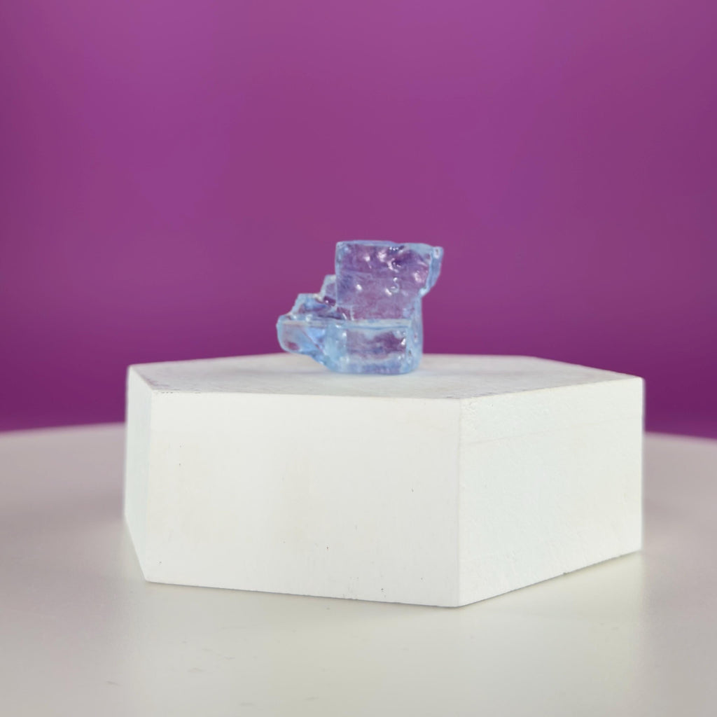 Mini Blue Halite Specimen | Rare Natural Blue Crystal | Display Stand Included