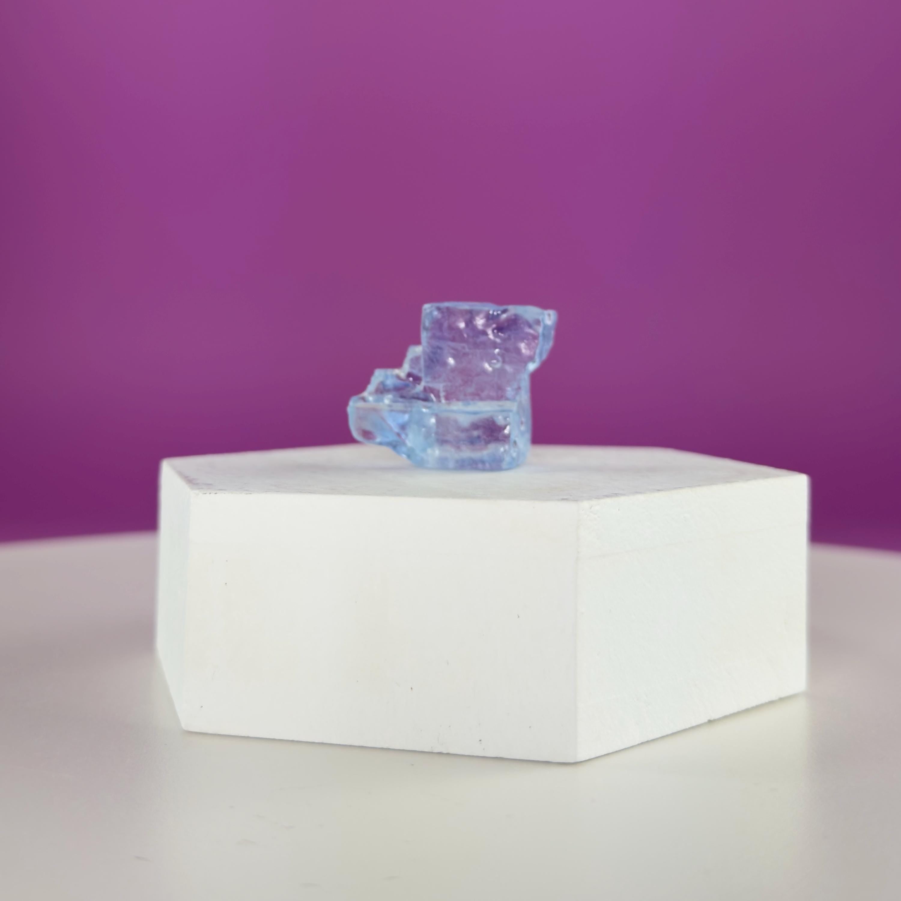 Mini Blue Halite Specimen | Rare Natural Blue Crystal | Display Stand Included