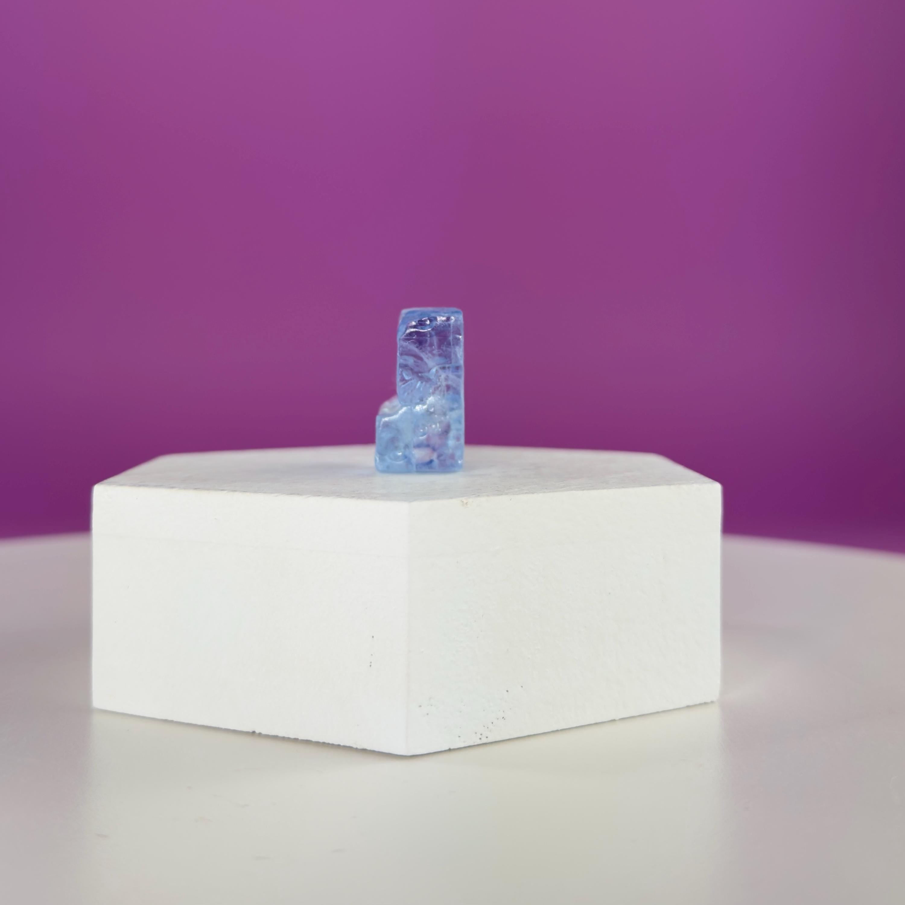 Mini Blue Halite Specimen | Rare Natural Blue Crystal | Display Stand Included