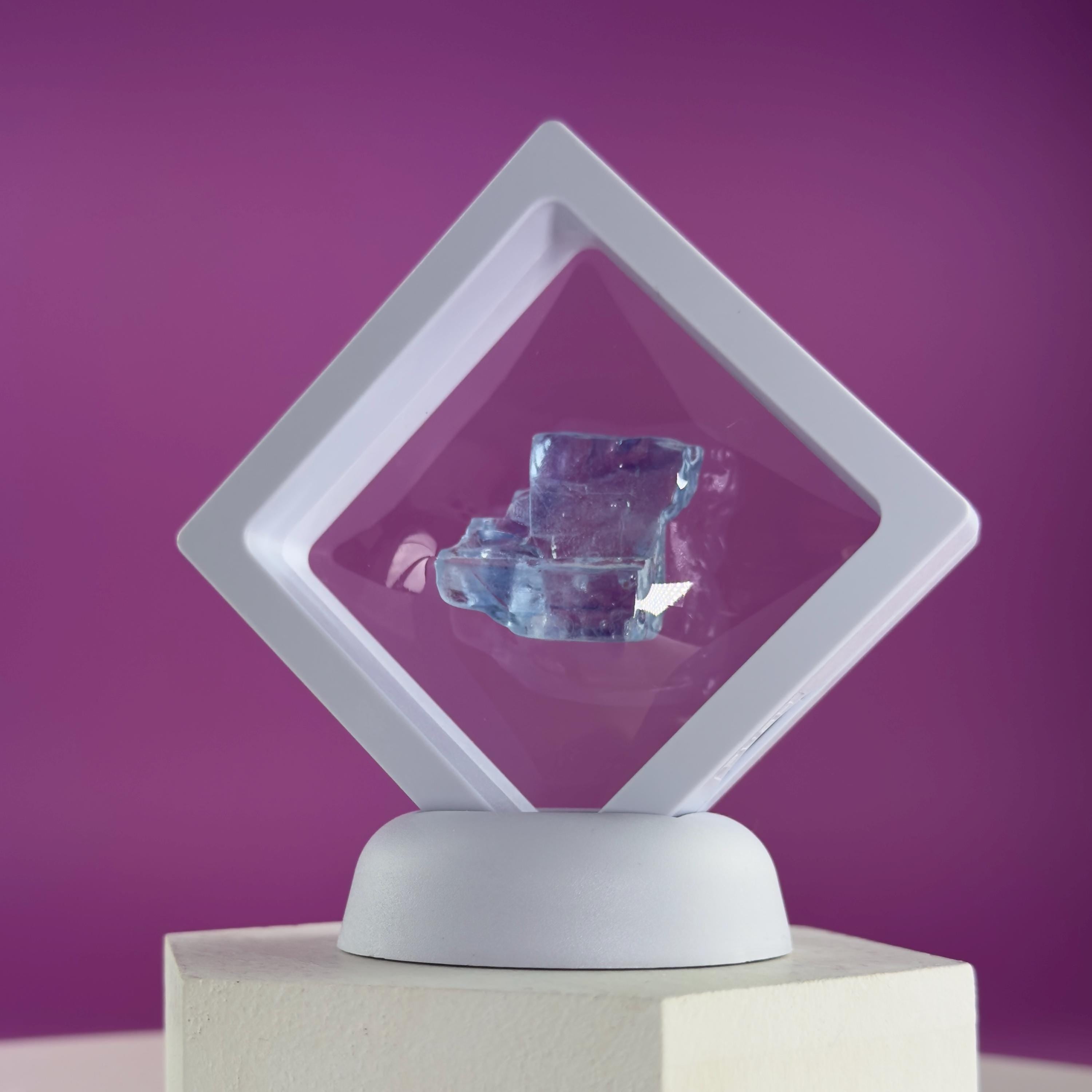 Mini Blue Halite Specimen | Rare Natural Blue Crystal | Display Stand Included