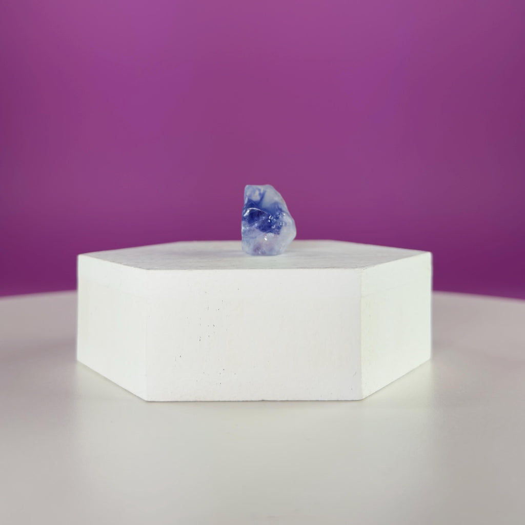 Mini Blue Halite Specimen | Rare Natural Blue Crystal (Includes Display Stand)