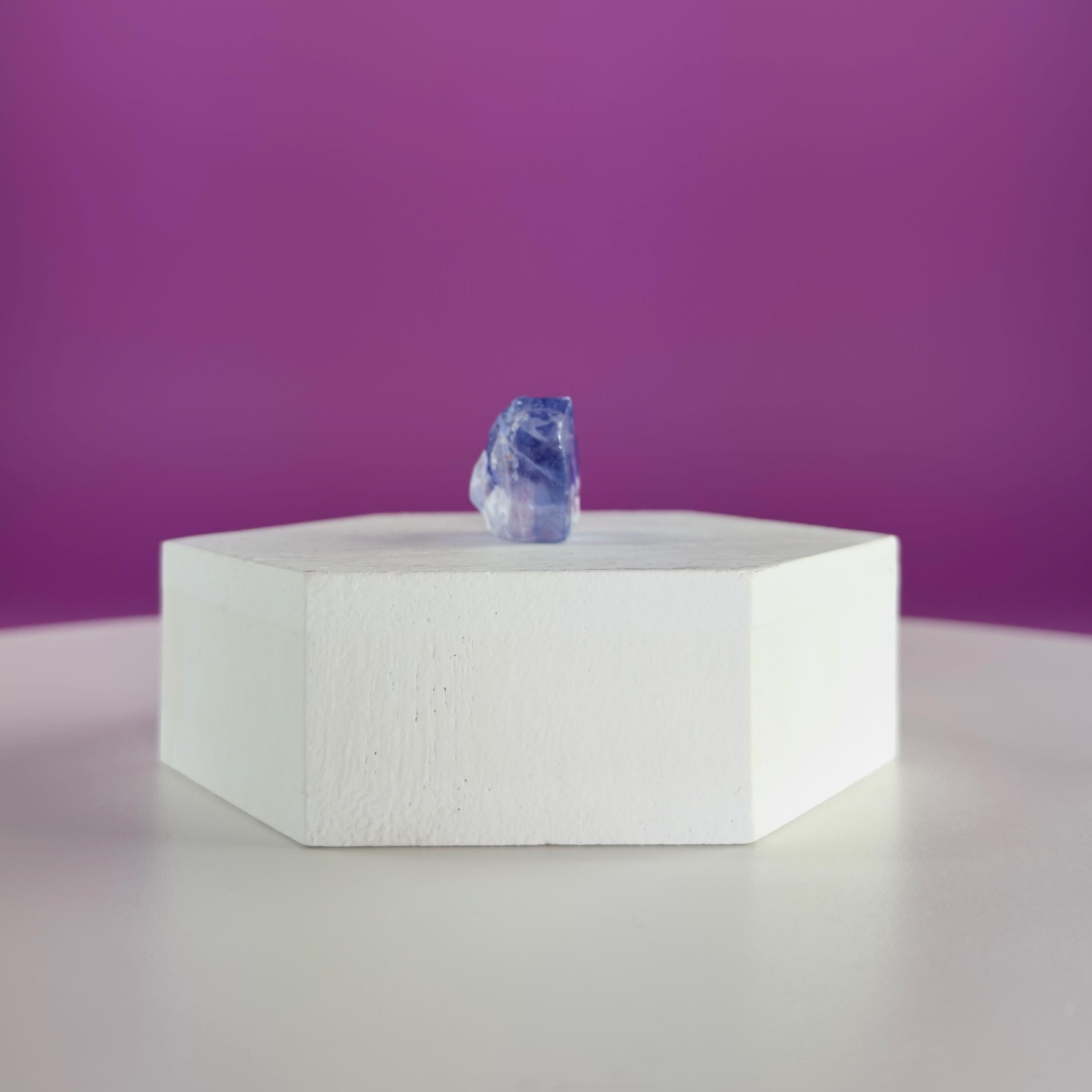 Mini Blue Halite Specimen | Rare Natural Blue Crystal (Includes Display Stand)