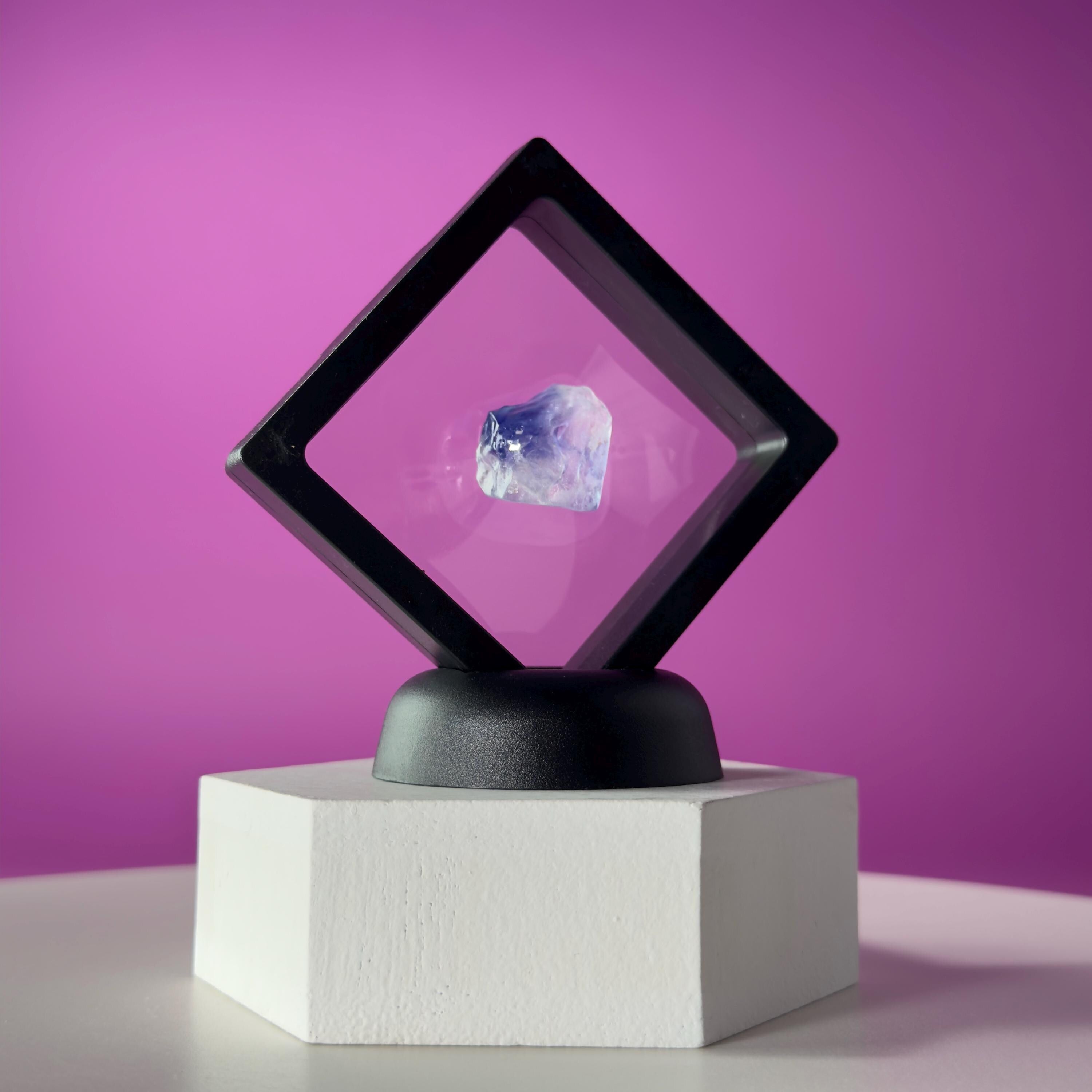 Mini Blue Halite Specimen | Rare Natural Blue Crystal (Includes Display Stand)
