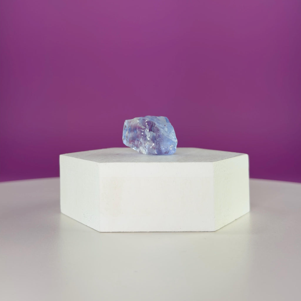 Mini Blue Halite Specimen | Rare Natural Blue Crystal | Display Stand Included