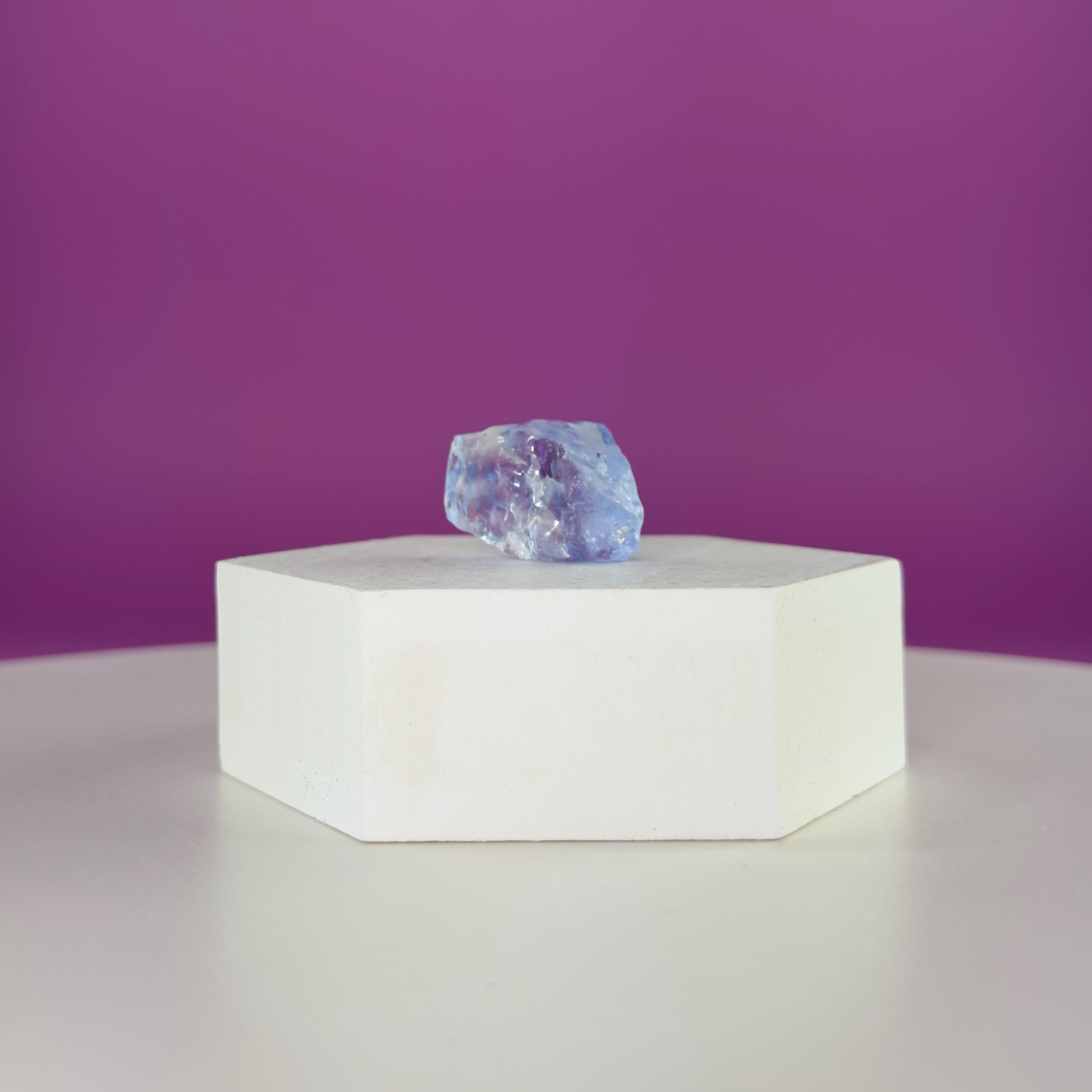 Mini Blue Halite Specimen | Rare Natural Blue Crystal | Display Stand Included