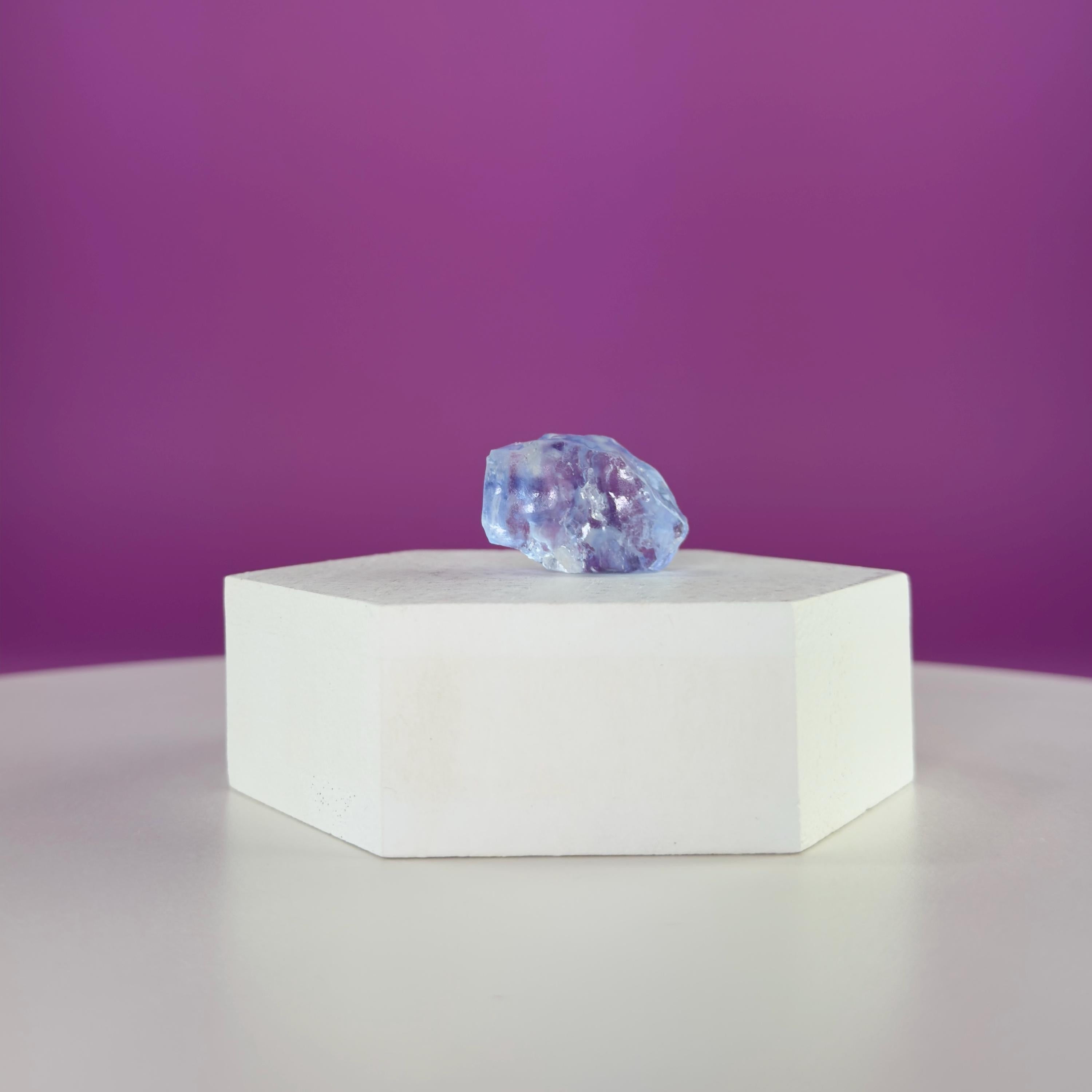 Mini Blue Halite Specimen | Rare Natural Blue Crystal | Display Stand Included
