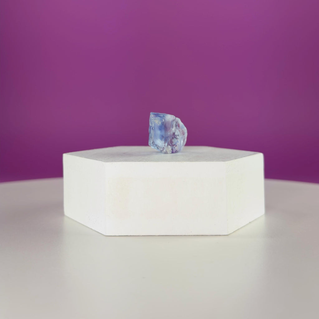 Mini Blue Halite Specimen | Rare Natural Blue Crystal | Display Stand Included
