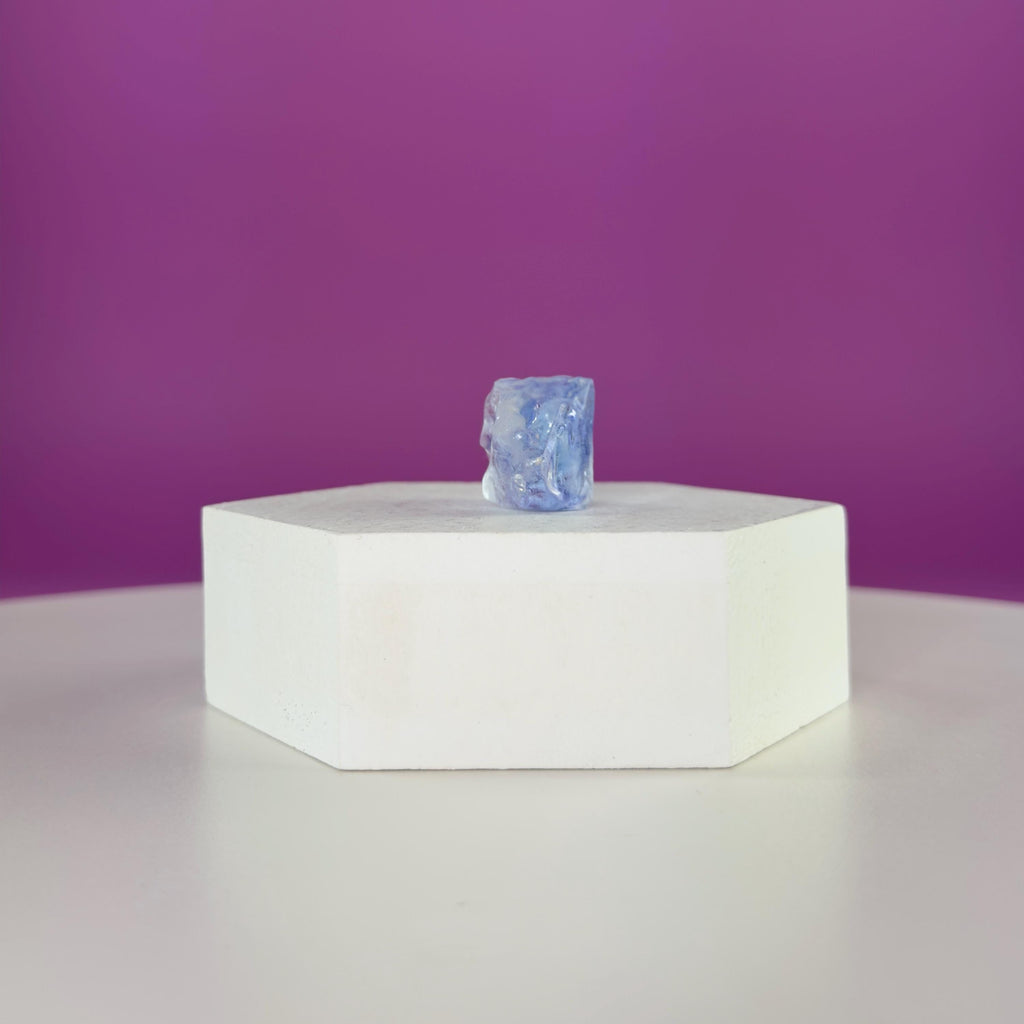 Mini Blue Halite Specimen | Rare Natural Blue Crystal | Display Stand Included