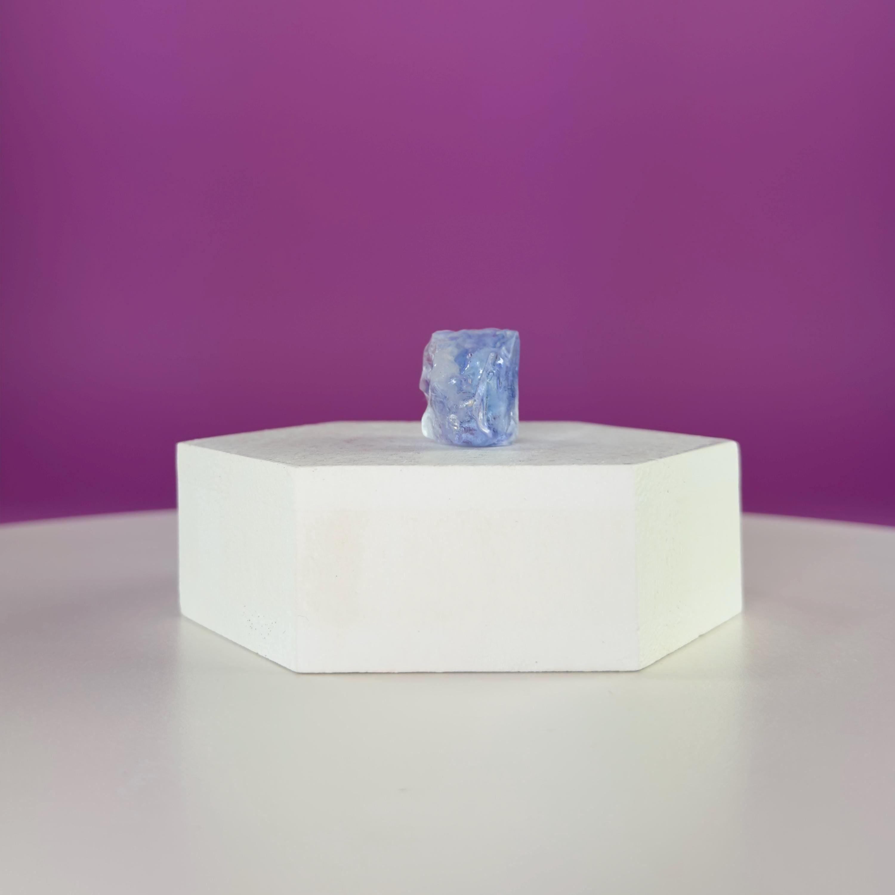 Mini Blue Halite Specimen | Rare Natural Blue Crystal | Display Stand Included