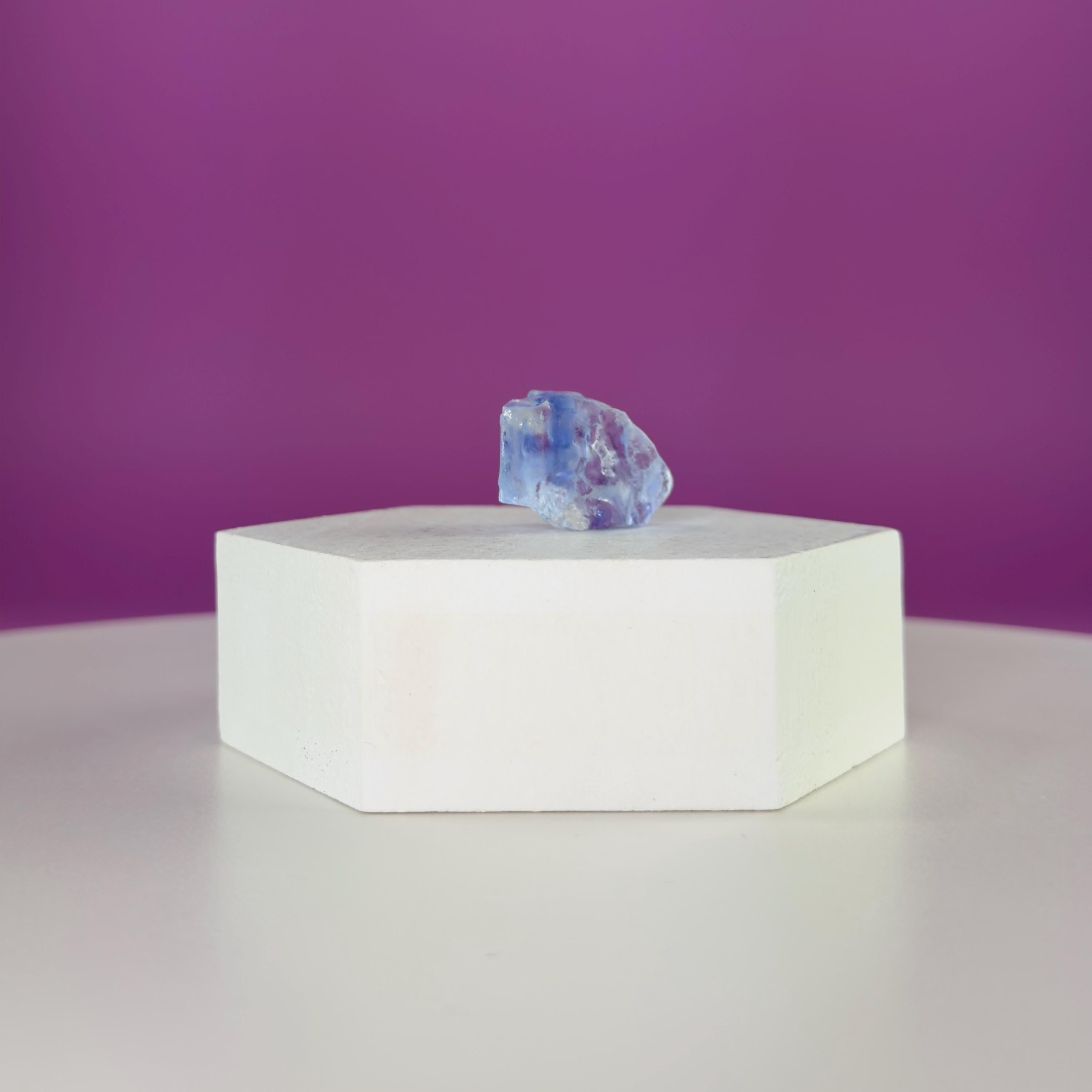 Mini Blue Halite Specimen | Rare Natural Blue Crystal | Display Stand Included