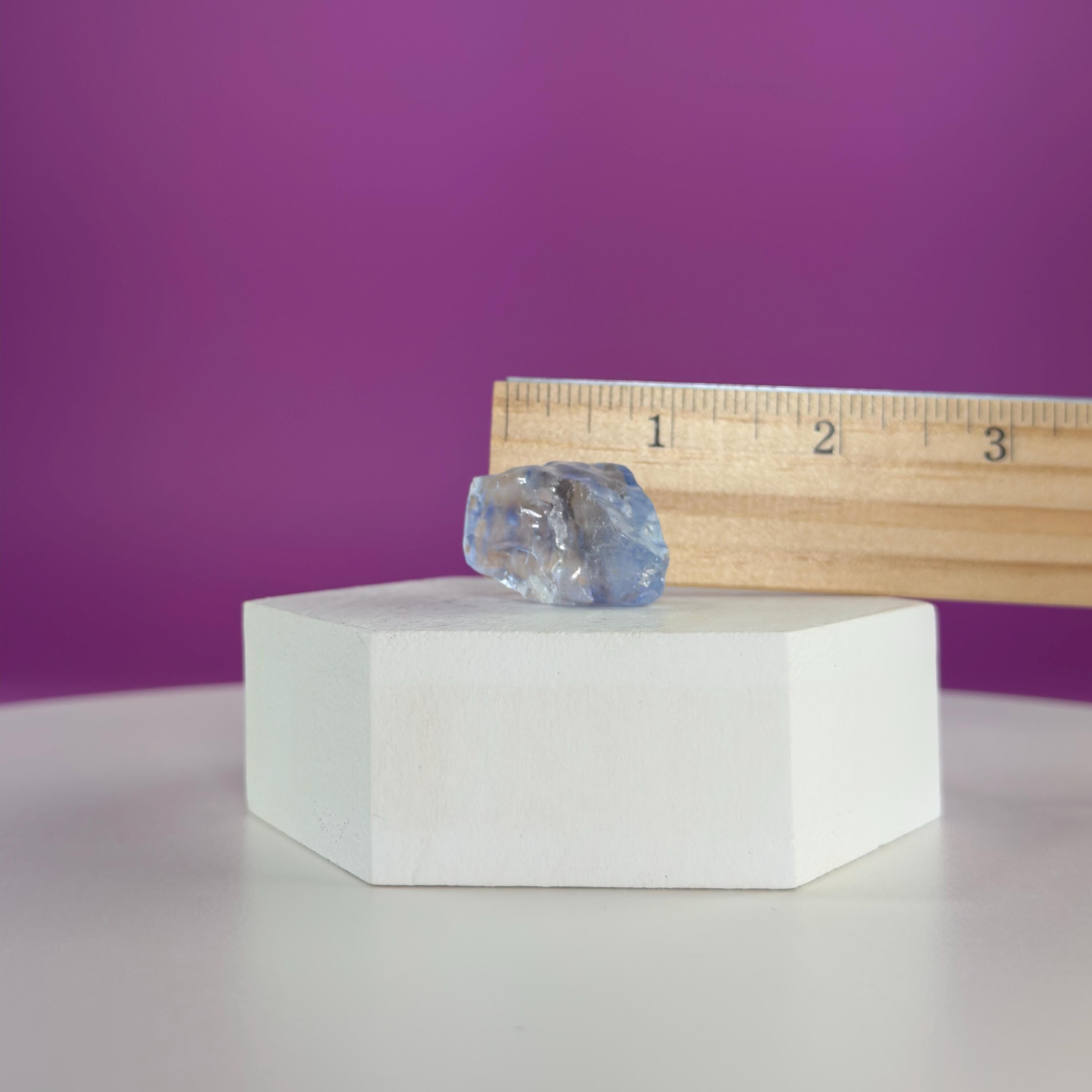 Mini Blue Halite Specimen | Rare Natural Blue Crystal | Display Stand Included