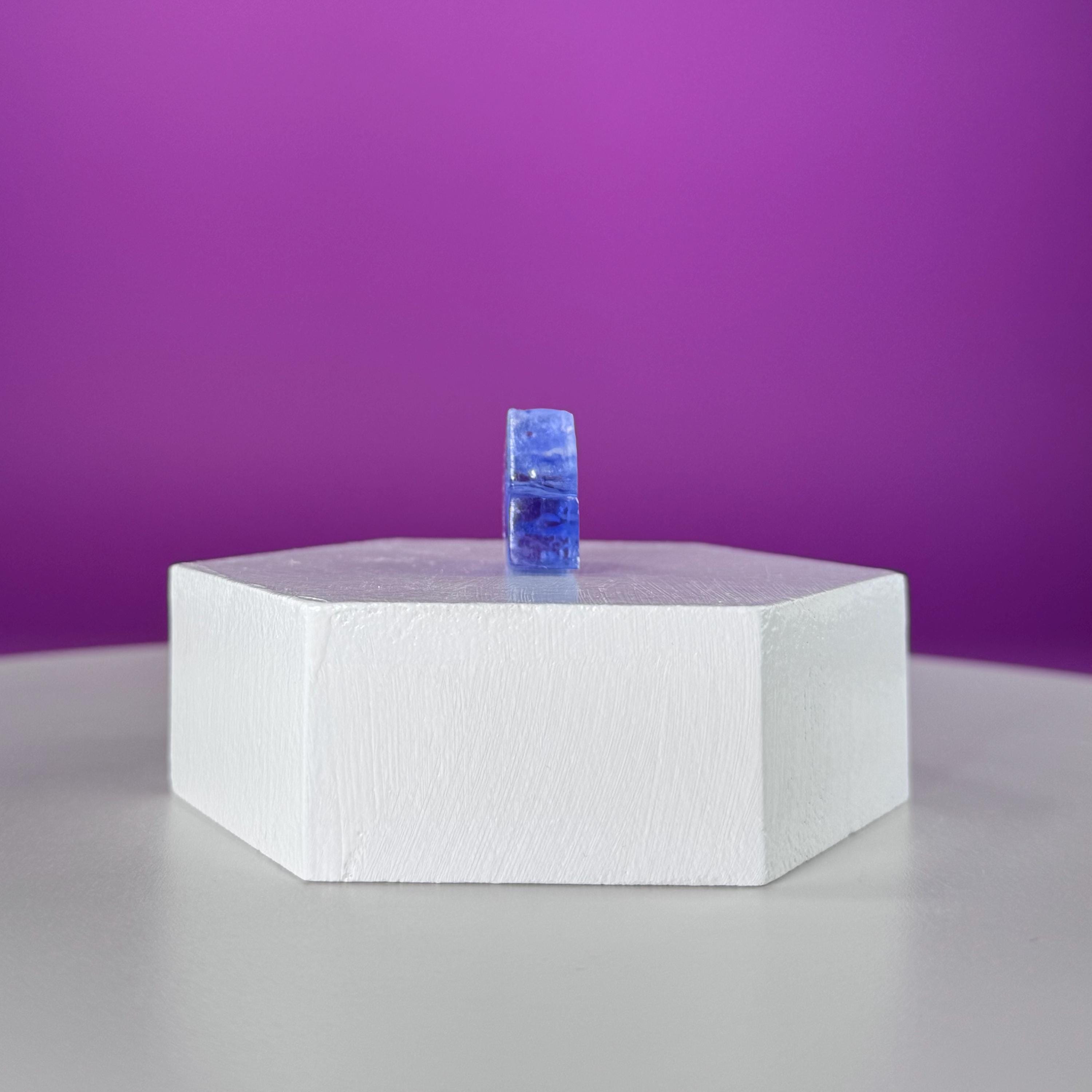 Mini Blue Halite Specimen | Rare Natural Blue Crystal (Includes Display Stand)