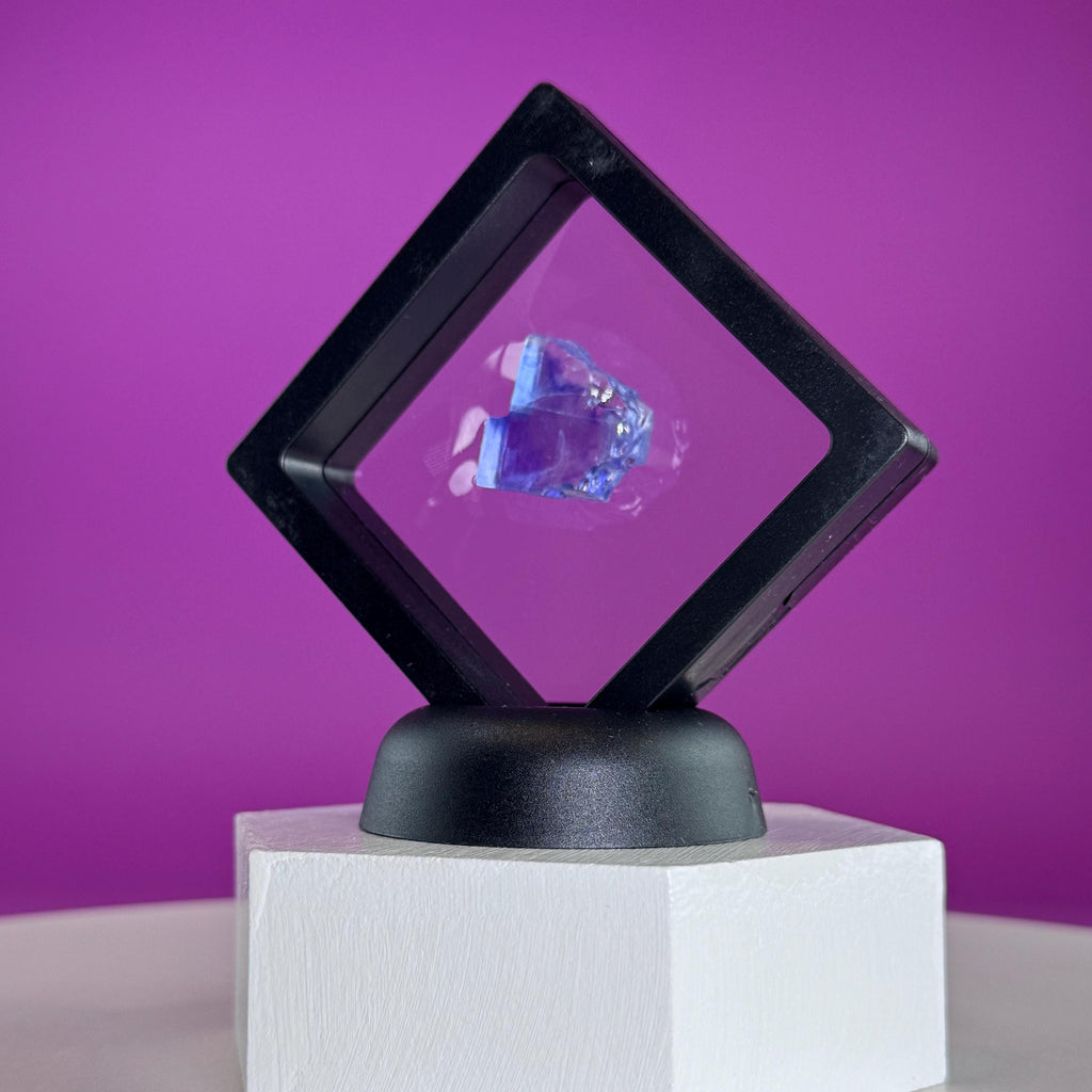 Mini Blue Halite Specimen | Rare Natural Blue Crystal (Includes Display Stand)