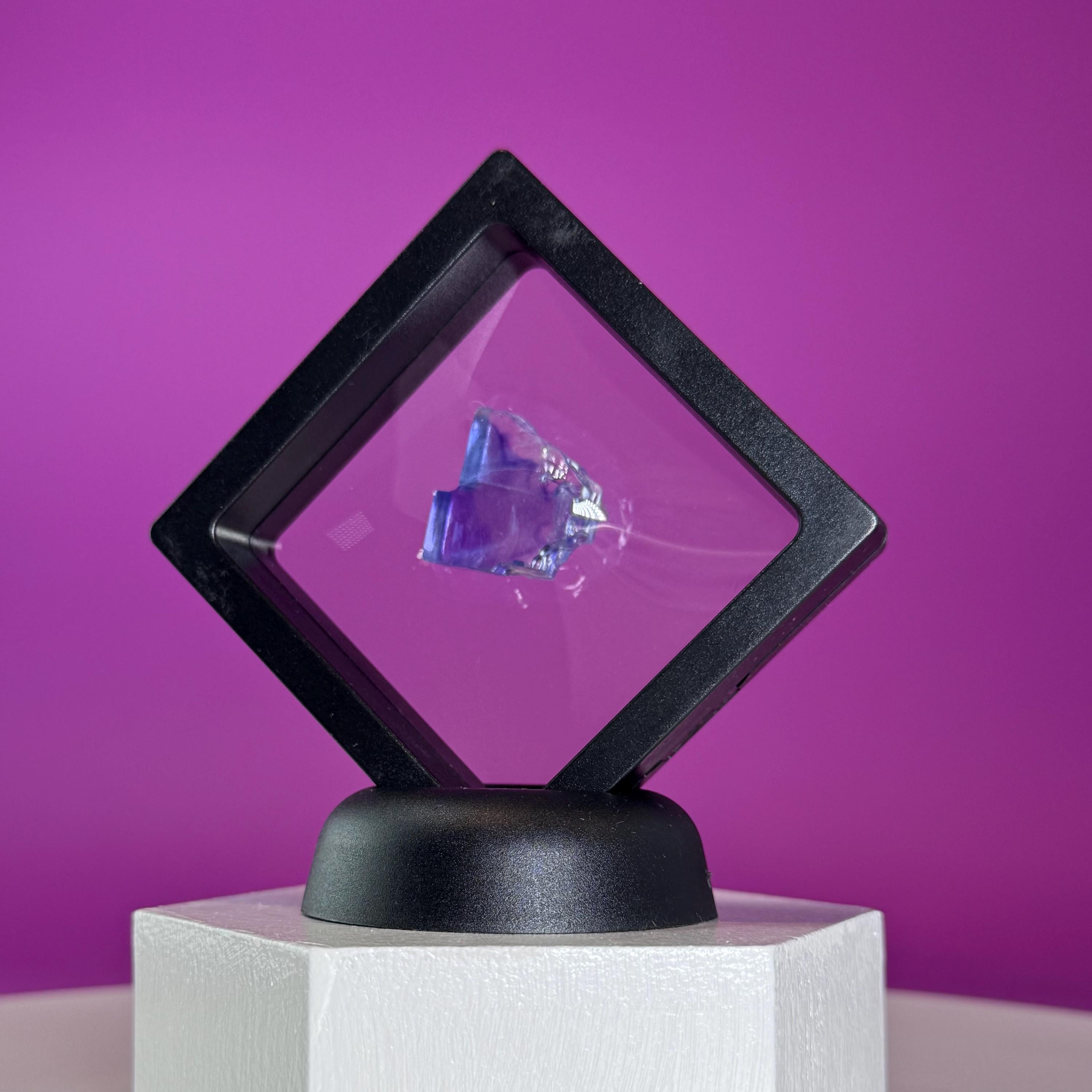 Mini Blue Halite Specimen | Rare Natural Blue Crystal (Includes Display Stand)
