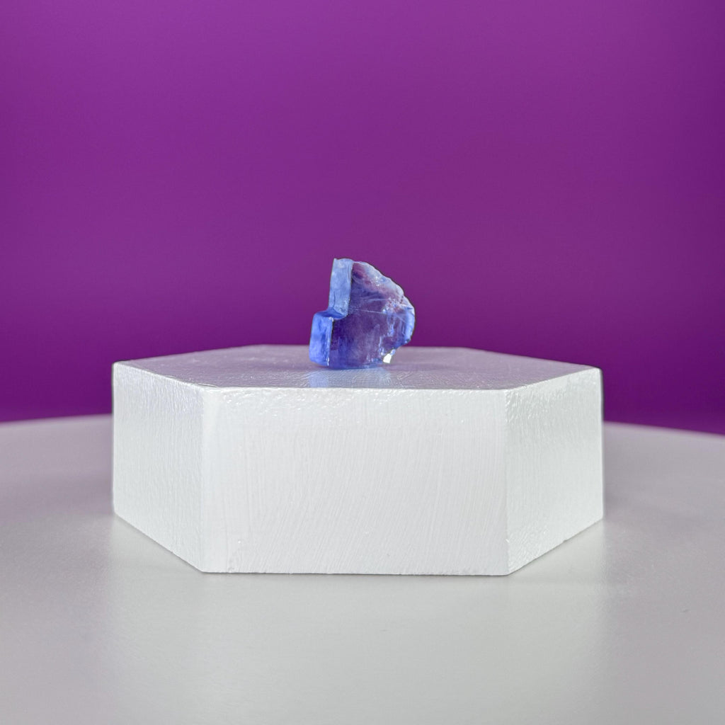 Mini Blue Halite Specimen | Rare Natural Blue Crystal (Includes Display Stand)